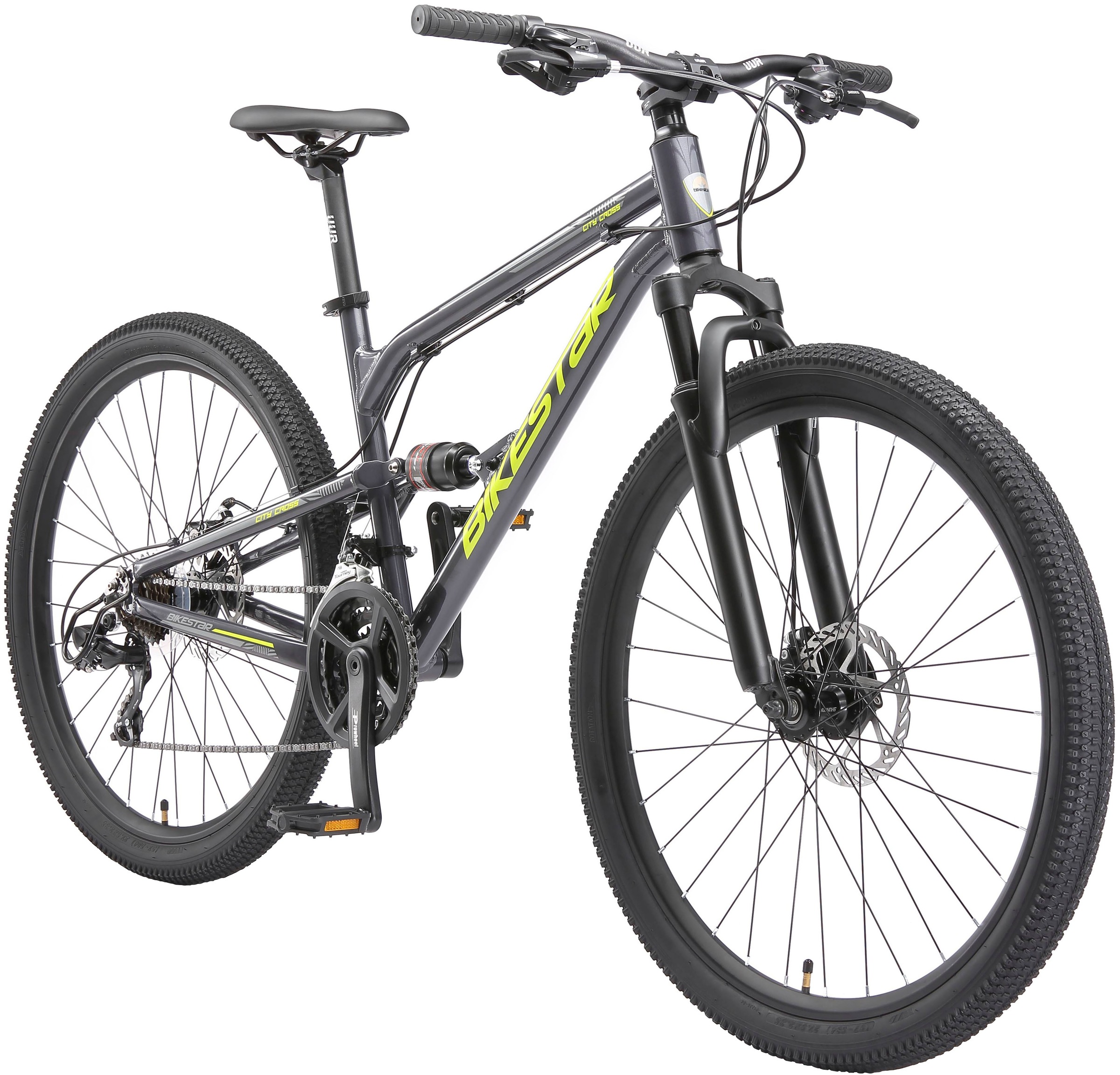Bikestar Mountainbike, 21 Gang, Shimano, RD-TY300 Schaltwerk, Kettenschaltung, für Damen und Herren, Kettenschaltung
