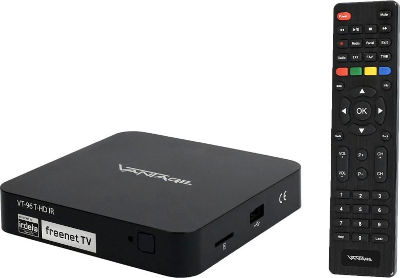 Vantage SAT-Receiver »VT-96 T2«, (LAN (Ethernet) USB-Mediaplayer-USB PVR Ready-Kindersicherung-Installations-Assistent-Time-Shift-Timer)
