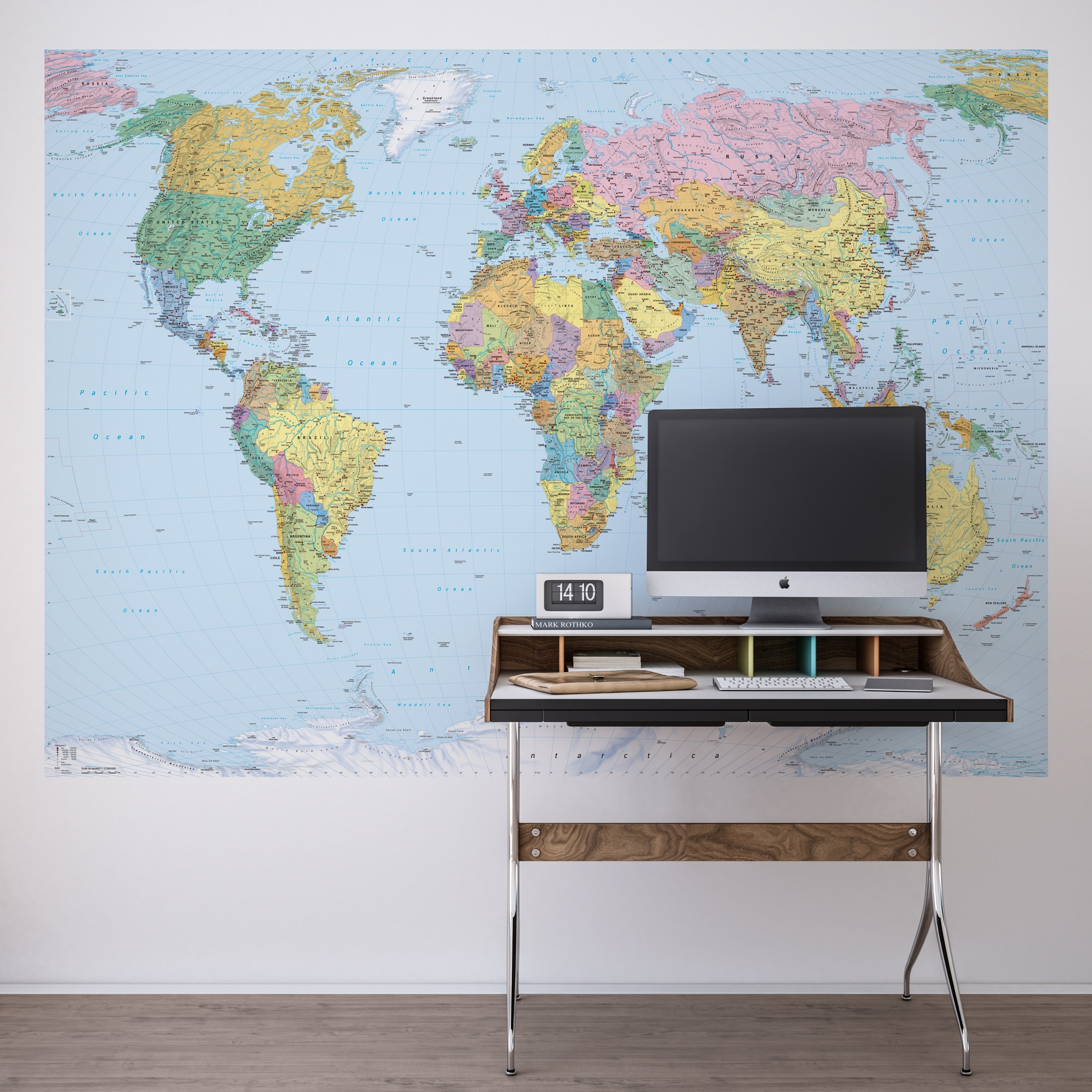 Komar Fototapete »World Map - Größe 270 x 188 cm«, bedruckt, Wohnzimmer, Schlafzimmer