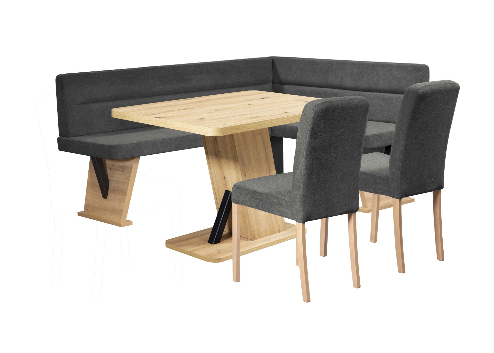 Home affaire "Laros Sitzgruppe, Eckbank, Stühle, Tisch" Set, 4tlg Set, perfekt für Küche, Esszimmer, Wohnzimmer, Bestseller