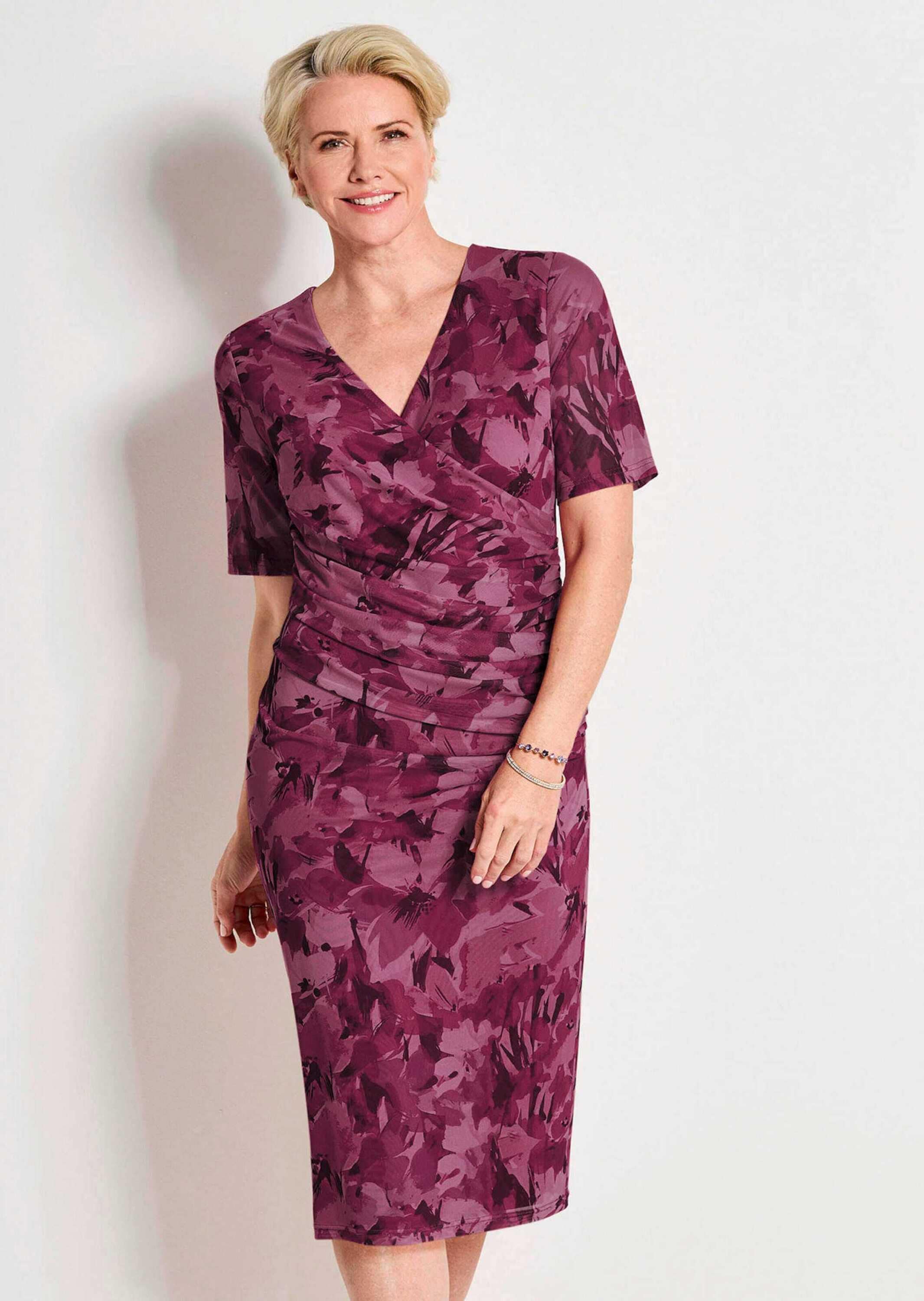 GOLDNER Abendkleid »Mesh-Kleid in Wickeloptik«