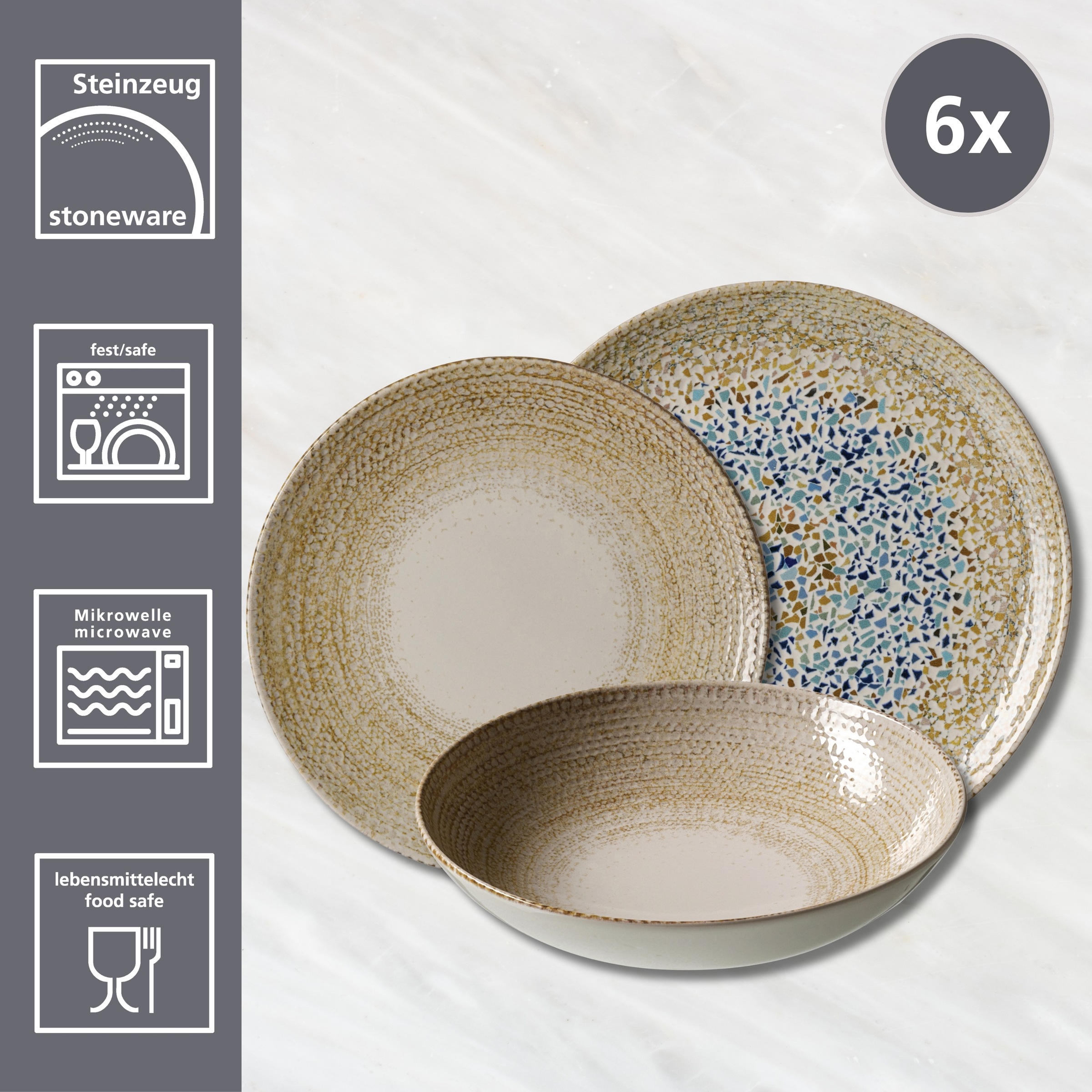 Ritzenhoff & Breker Tafelservice "Rimini" Teller Set, aus Steinzeug für 6 P günstig online kaufen