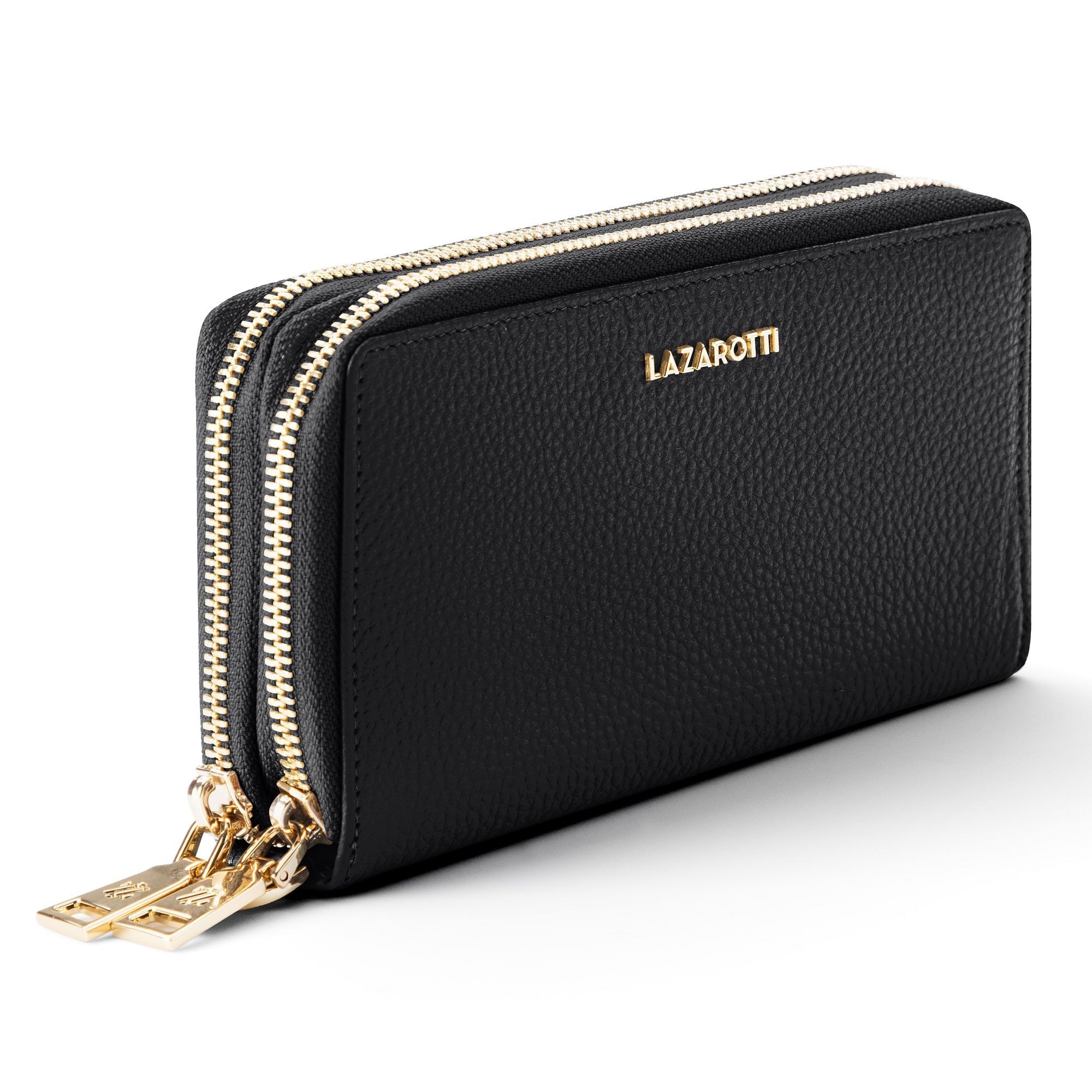 Lazarotti Geldbörse »Bologna Leather XL Double Zip-Around Geldbörse RFID Leder 20 cm«