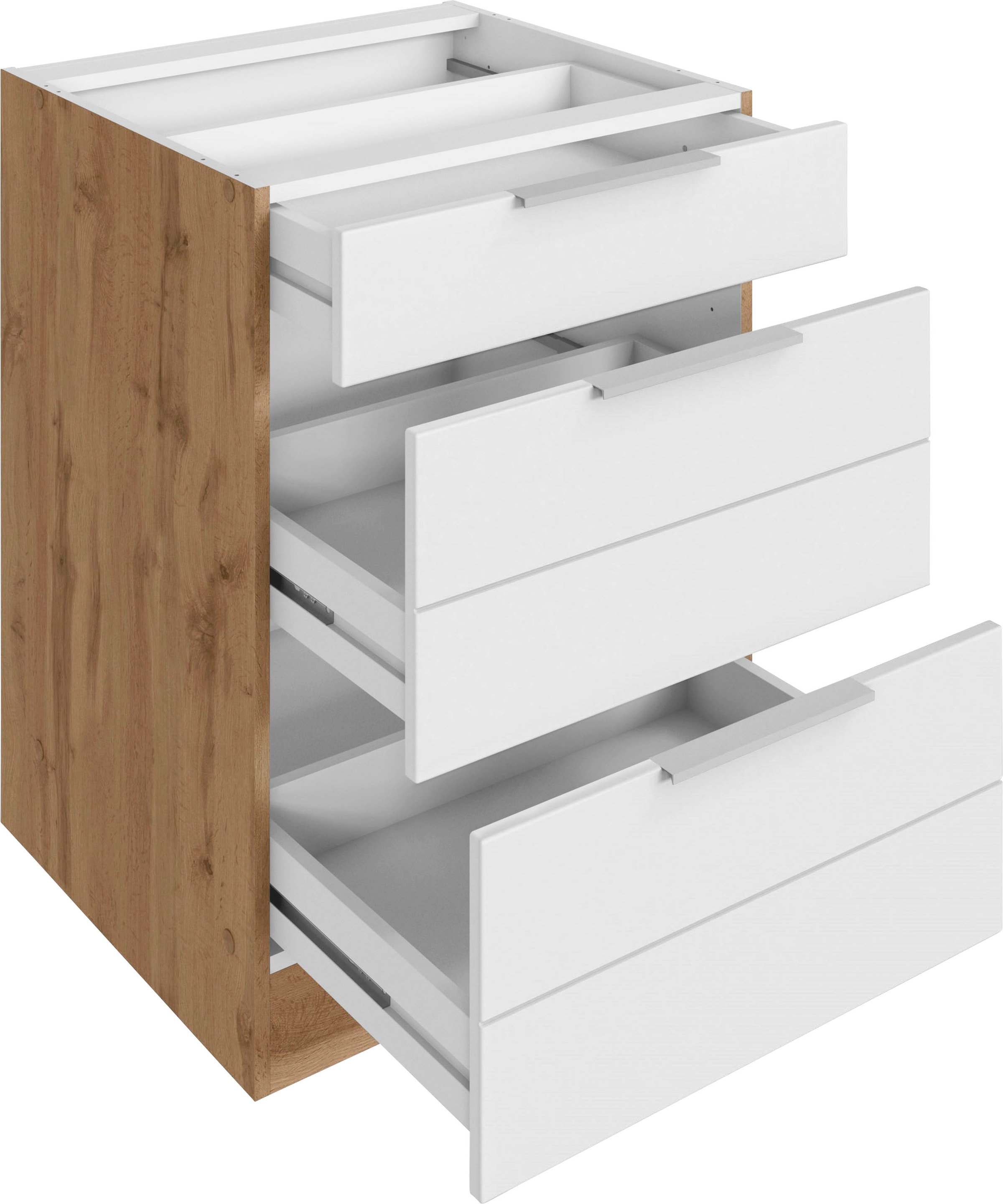 KOCHSTATION Auszugsunterschrank »KS-Luhe«, 60 cm breit, hochwertige MDF-Fronten mit waagerechter Lisene