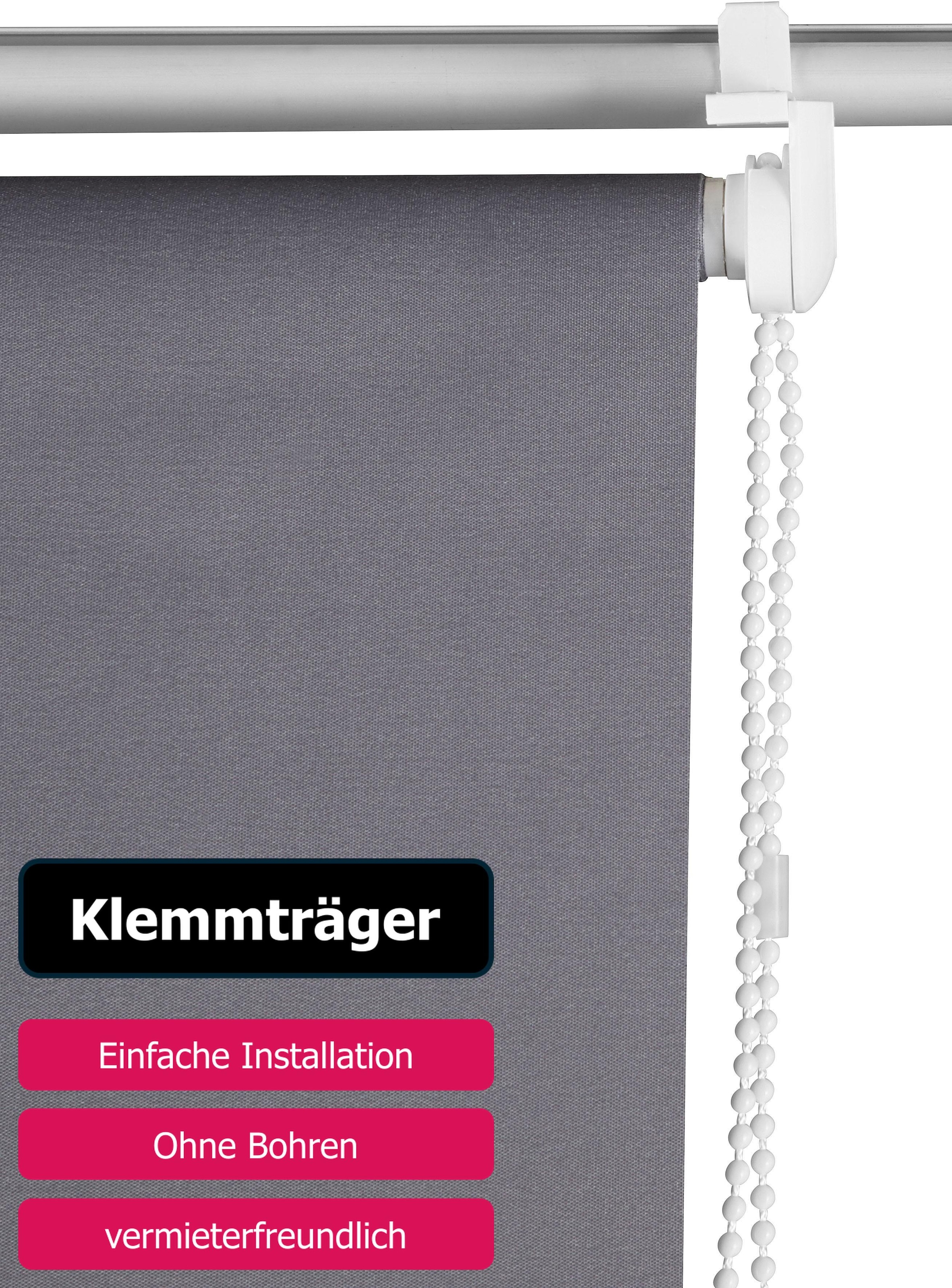 my home Seitenzugrollo »Themse-Uni«, verdunkelnd, Sichtschutz-Verdunkelung, ohne Bohren, freihängend, Klemmträger