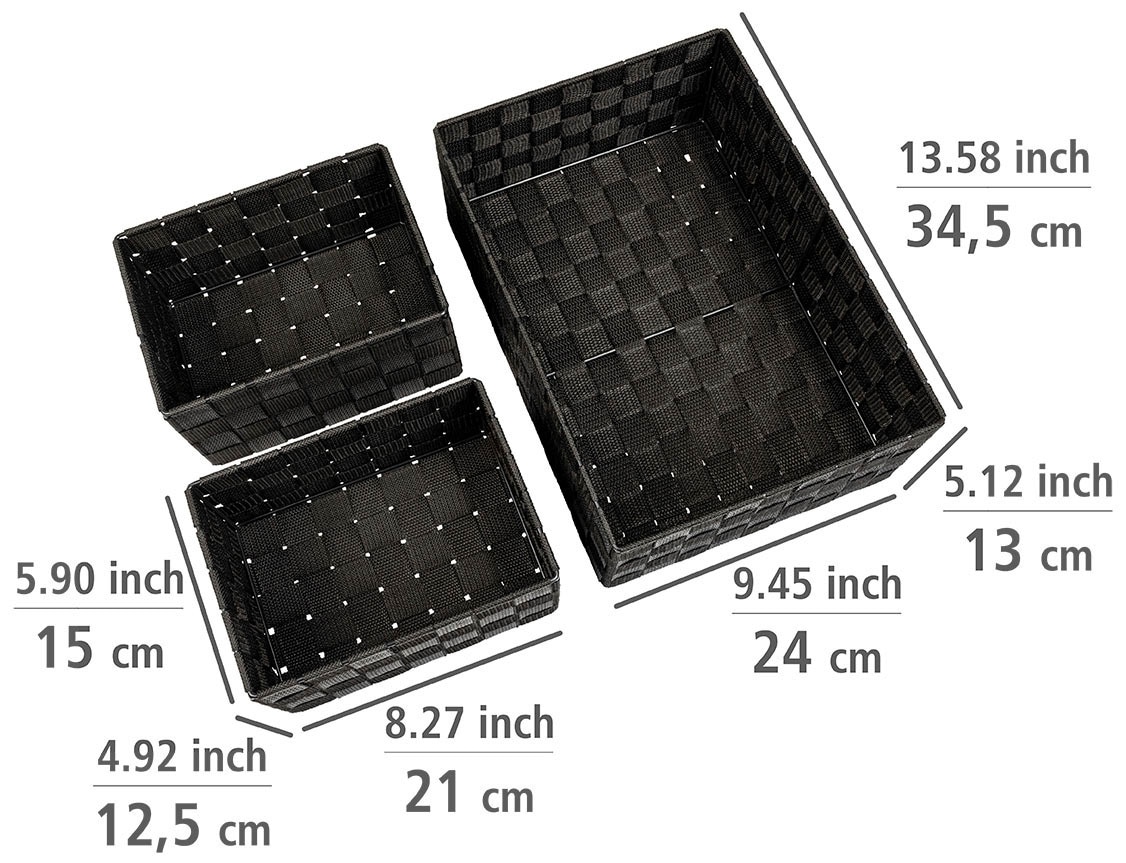 WENKO Badorganizer »Adria«, (3 St.), aus hochwertigem Kunststoff-Geflecht