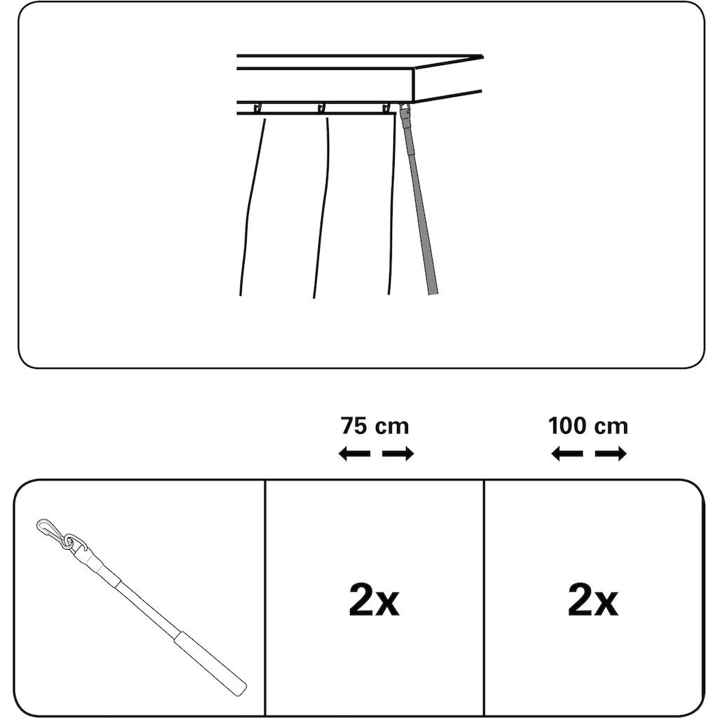 GARDINIA Schleuderstab »Kunststoff mit Metallhaken«, (Set, 2 St.)