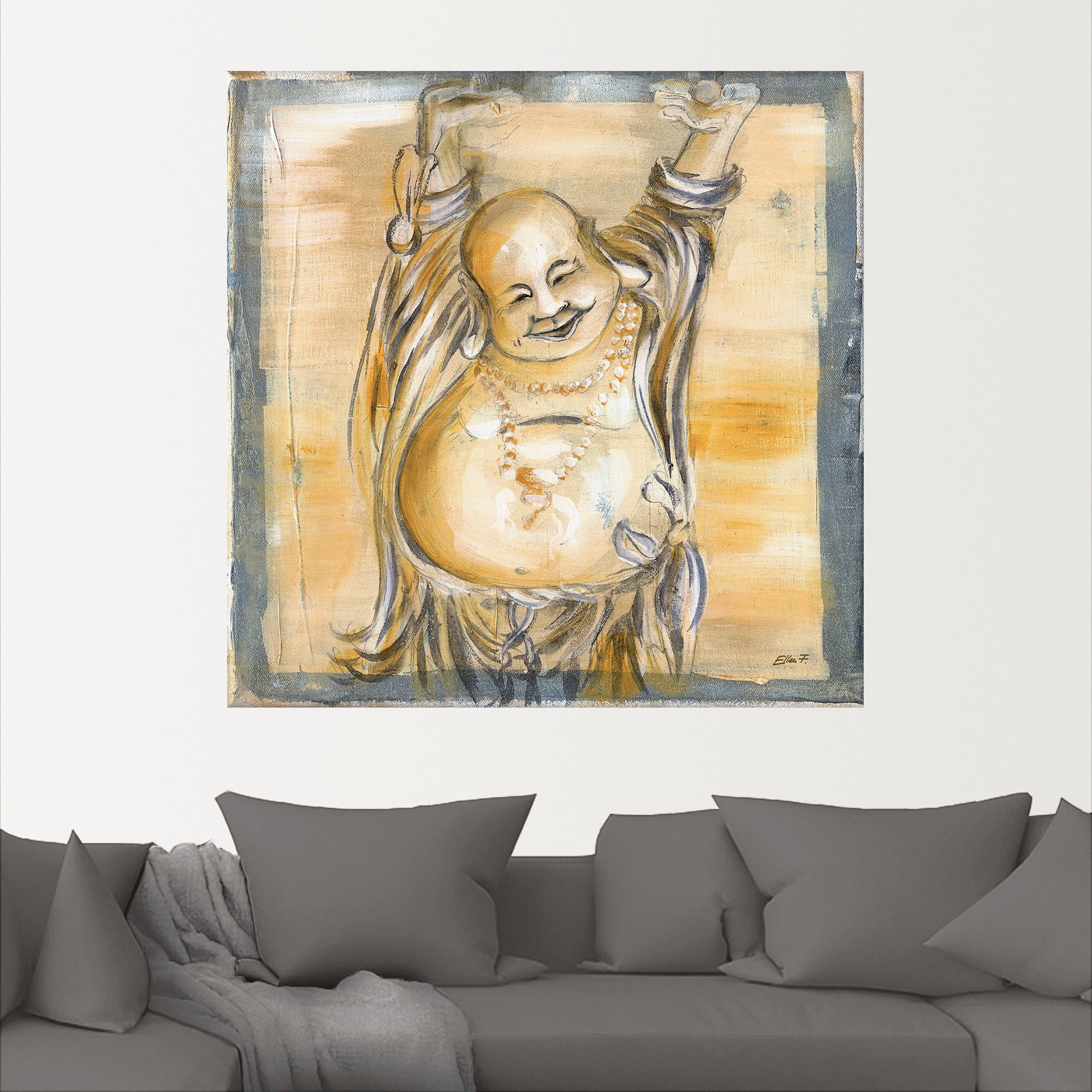 Artland Wandbild »Fröhlicher Buddha II«, Religion, (1 St.), als Alubild, Outdoorbild, Leinwandbild, Poster, Wandaufkleber