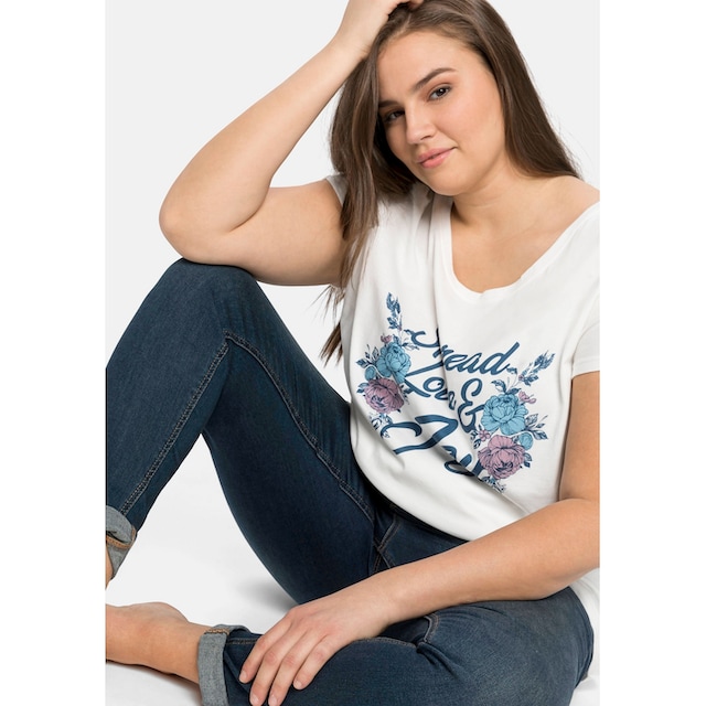 sheego by Joe Browns T-Shirt »Große Größen«, mit Blumendruck und  Statement-Print für bestellen | BAUR