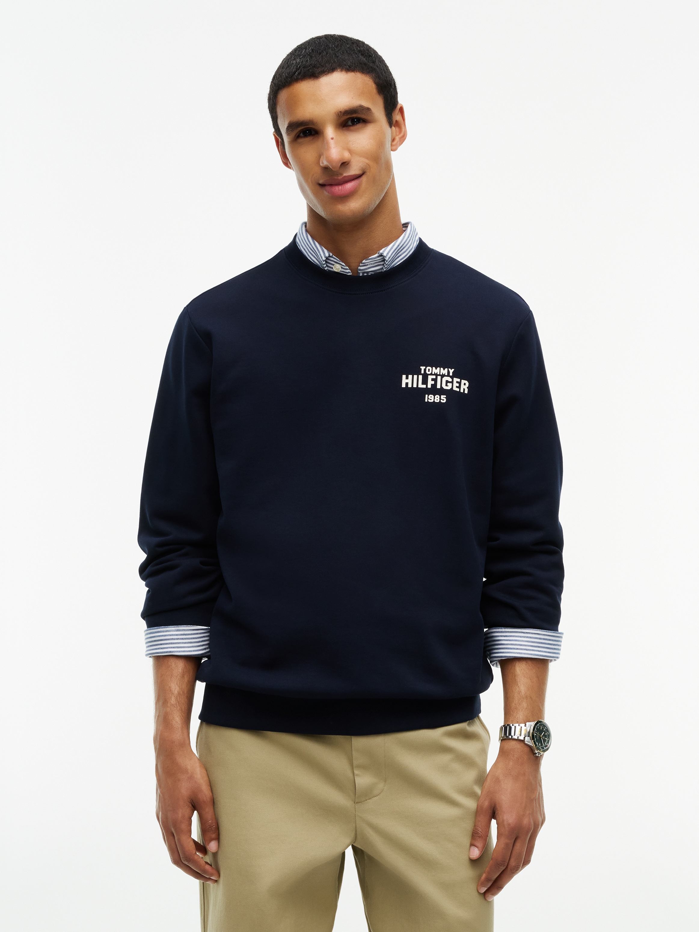 Tommy Hilfiger Sweatshirt "HILFIGER 1985 REF TERRY CREW", aus Baumwoll-Terry, Regular Fit