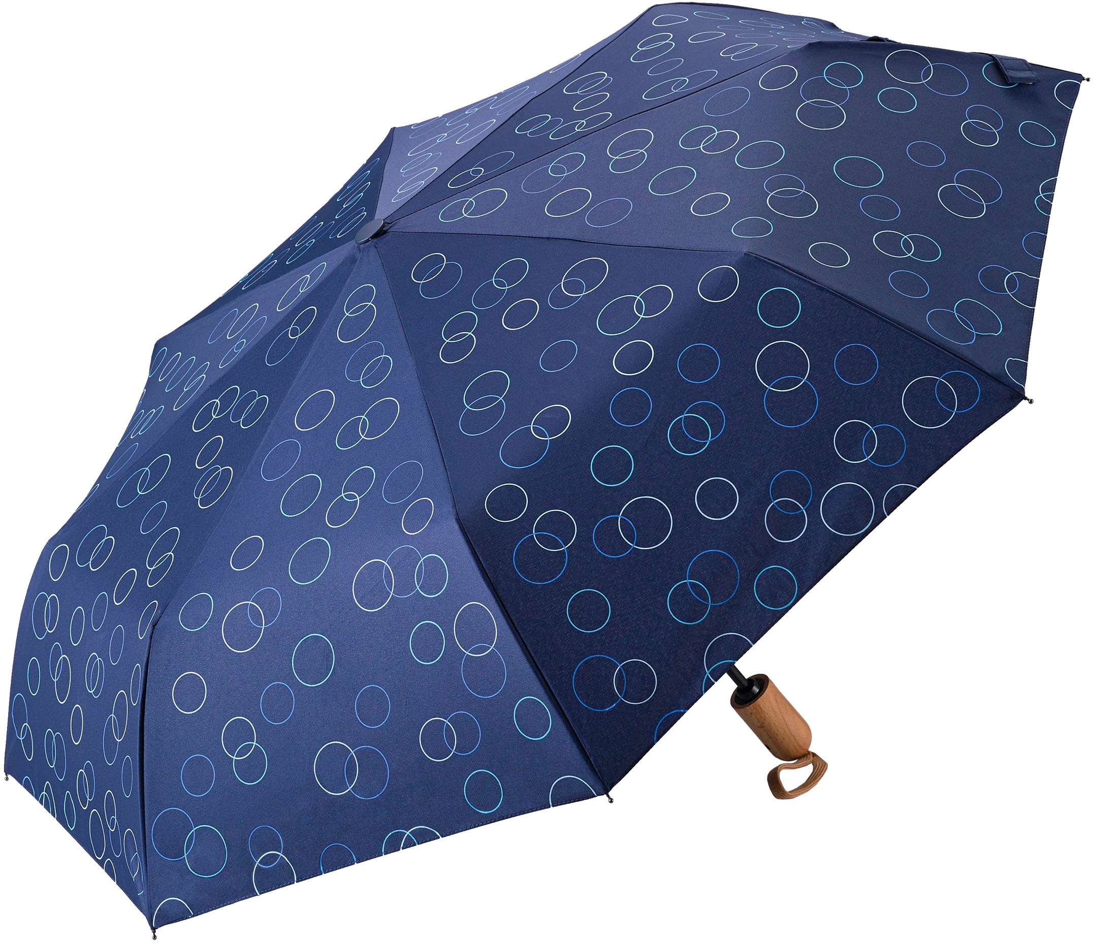 Taschenregenschirm »Umwelt-Taschenschirm, marine, Kreise blau«, kompakte Größe,...