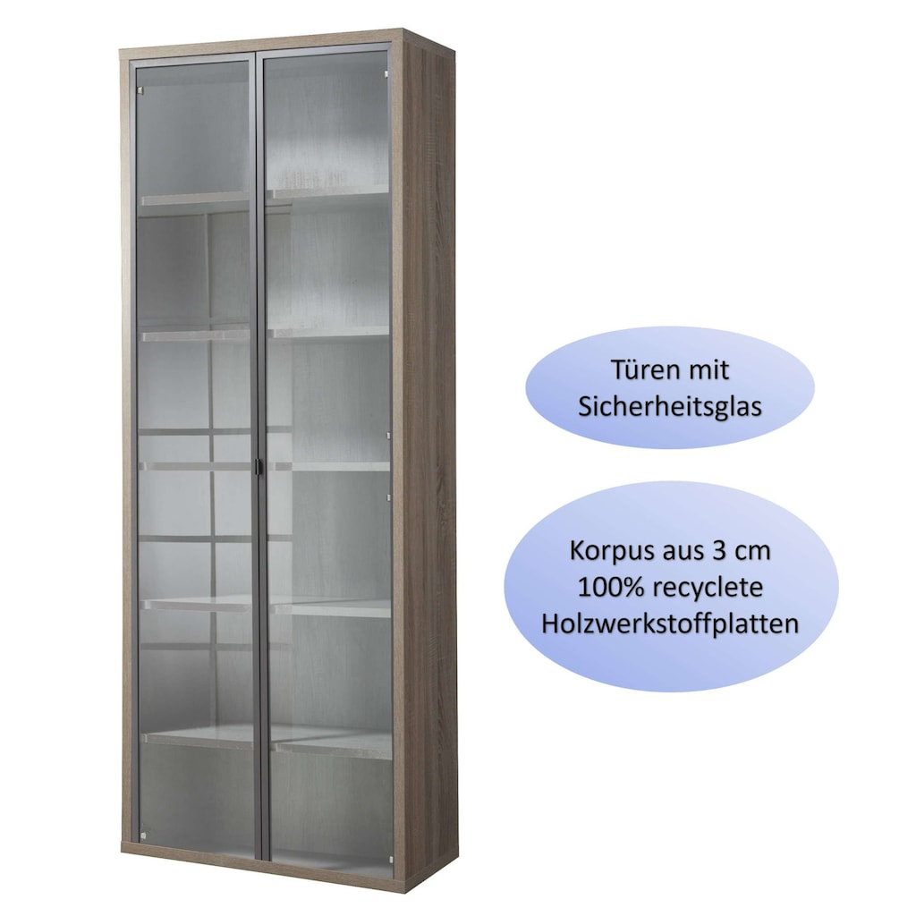 Composad Aktenschrank »DISEGNO, Bücherregal mit 2 Glastüren,«