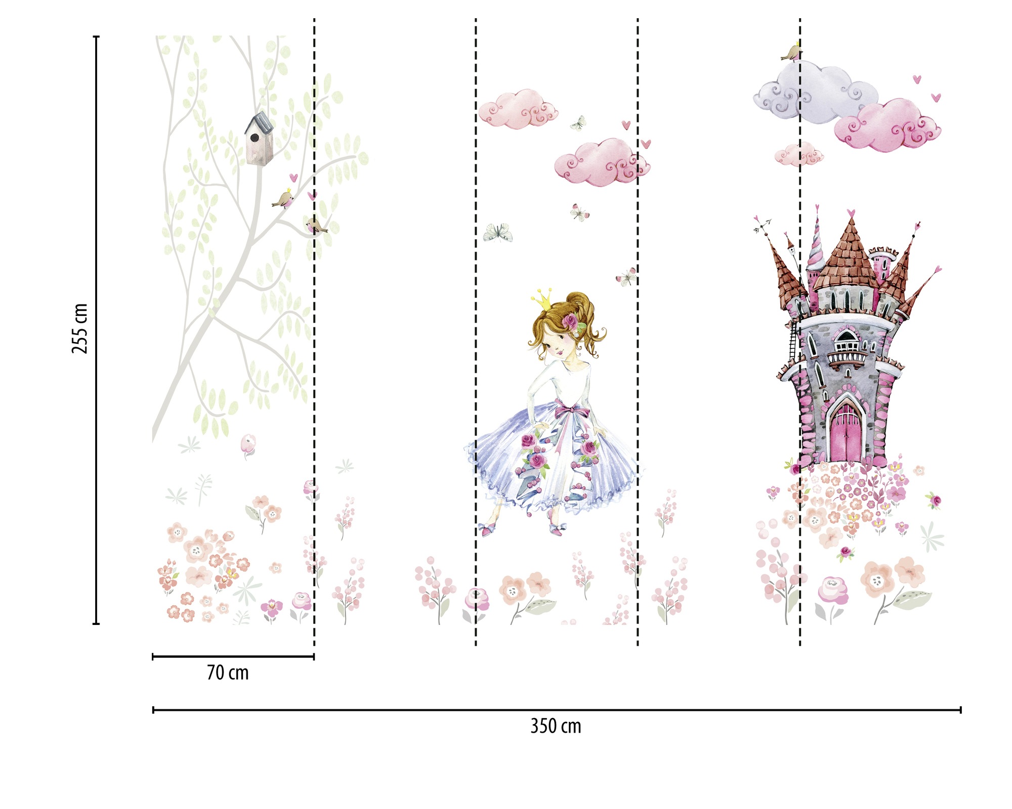 A.S. Création Vliestapete »Märchenhafte Prinzessinnen Fototapete Rosa Weiß« matt strukturiert