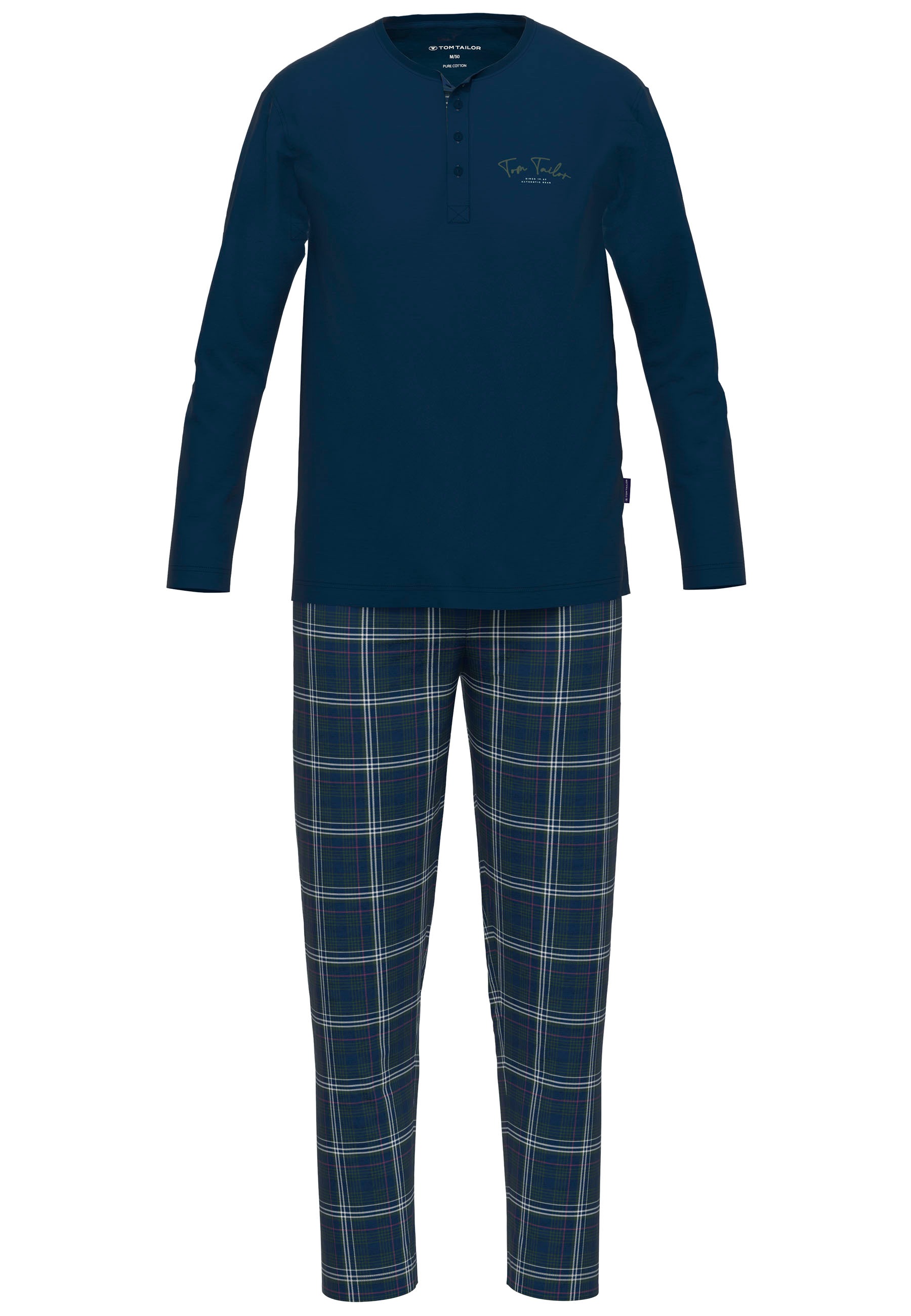 TOM TAILOR Schlafanzug "Milos" Langarm, Rundhalsausschnitt, mit Knopfleiste günstig online kaufen