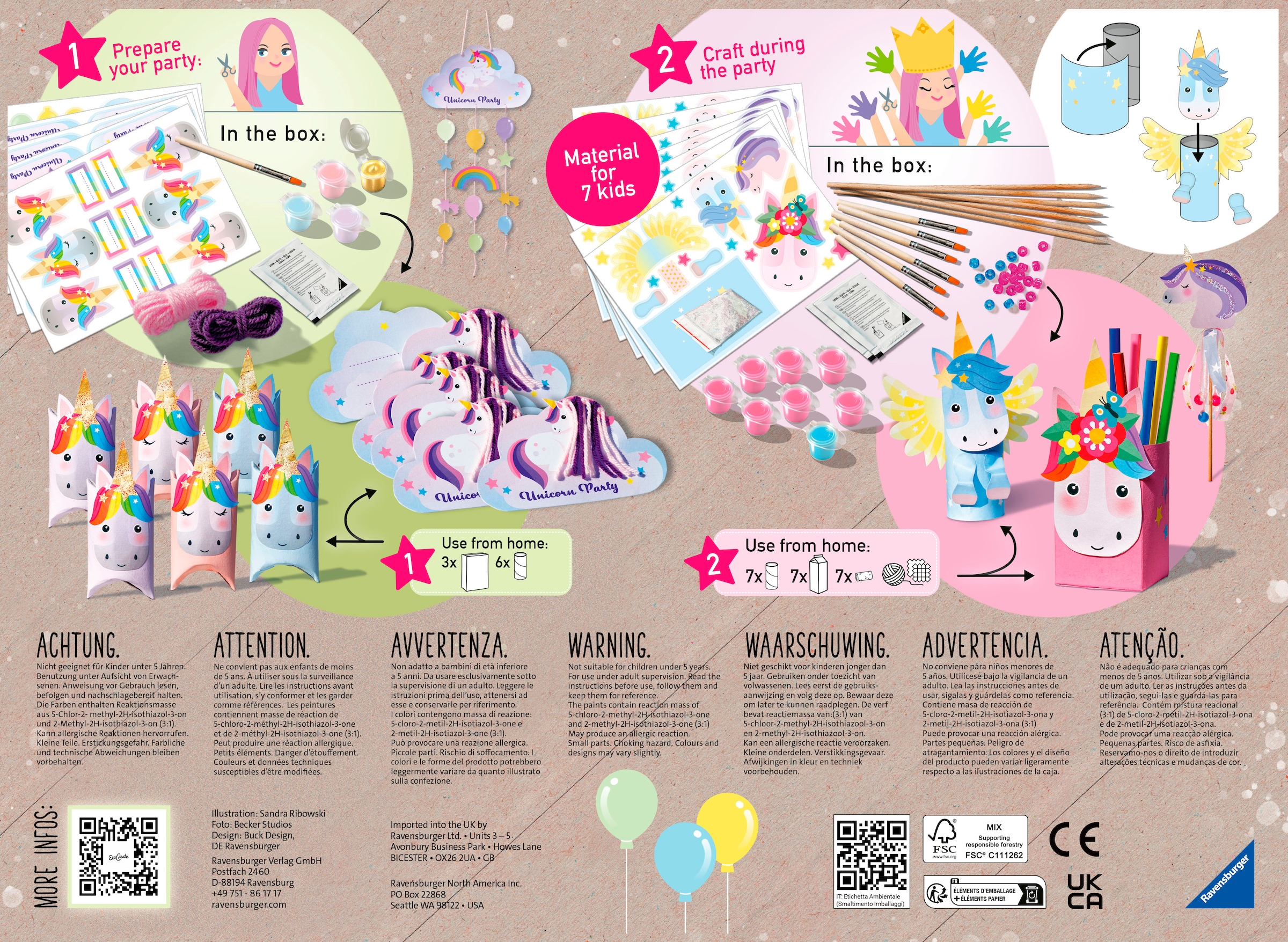 Ravensburger Kreativset »Geburtstags-Box: Einhorn​«, Made in Europe