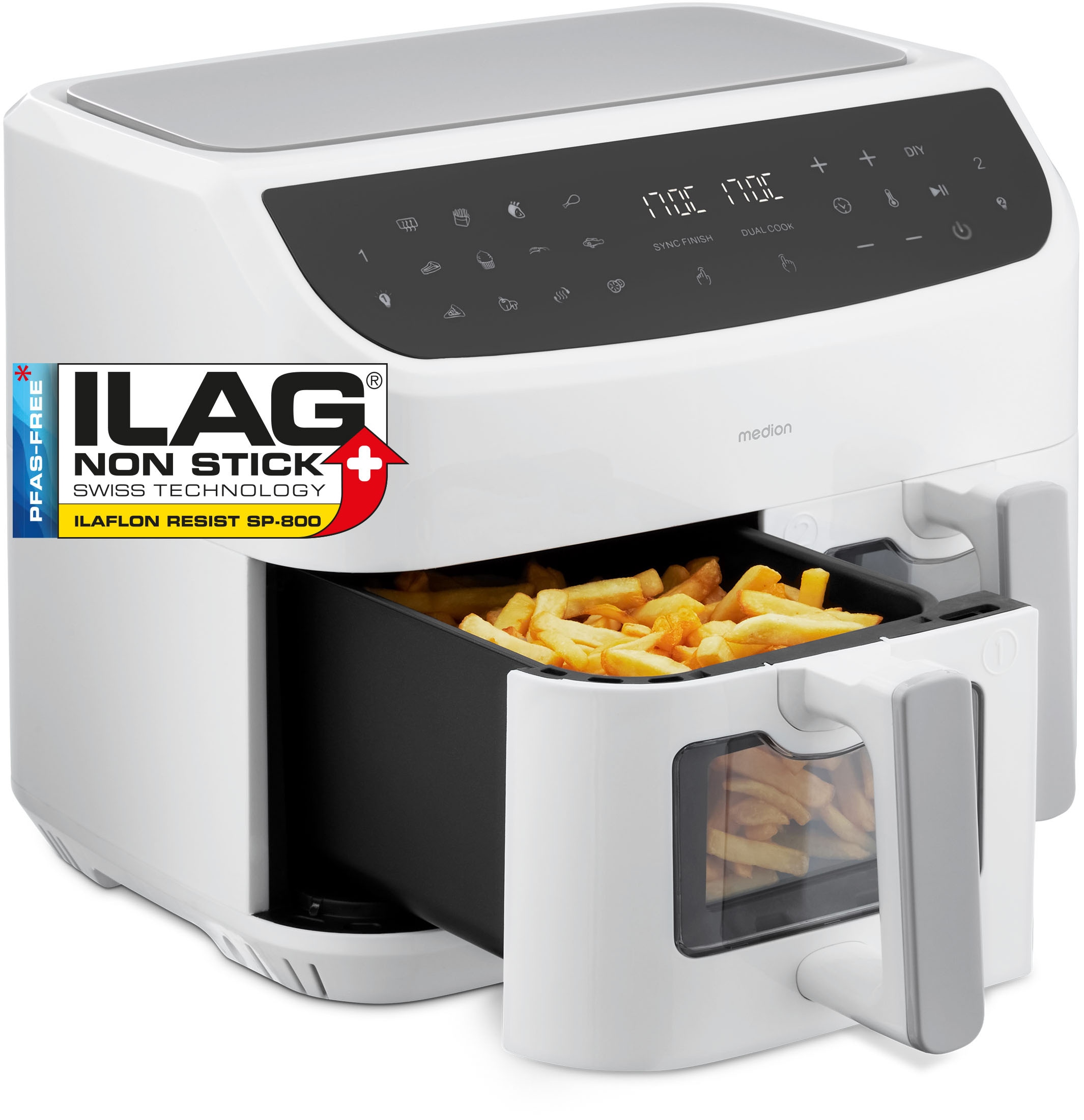 Medion Heißluftfritteuse "MD 11760 P20XXL Twin" 2400 Temperatur 50 - 200 C, günstig online kaufen