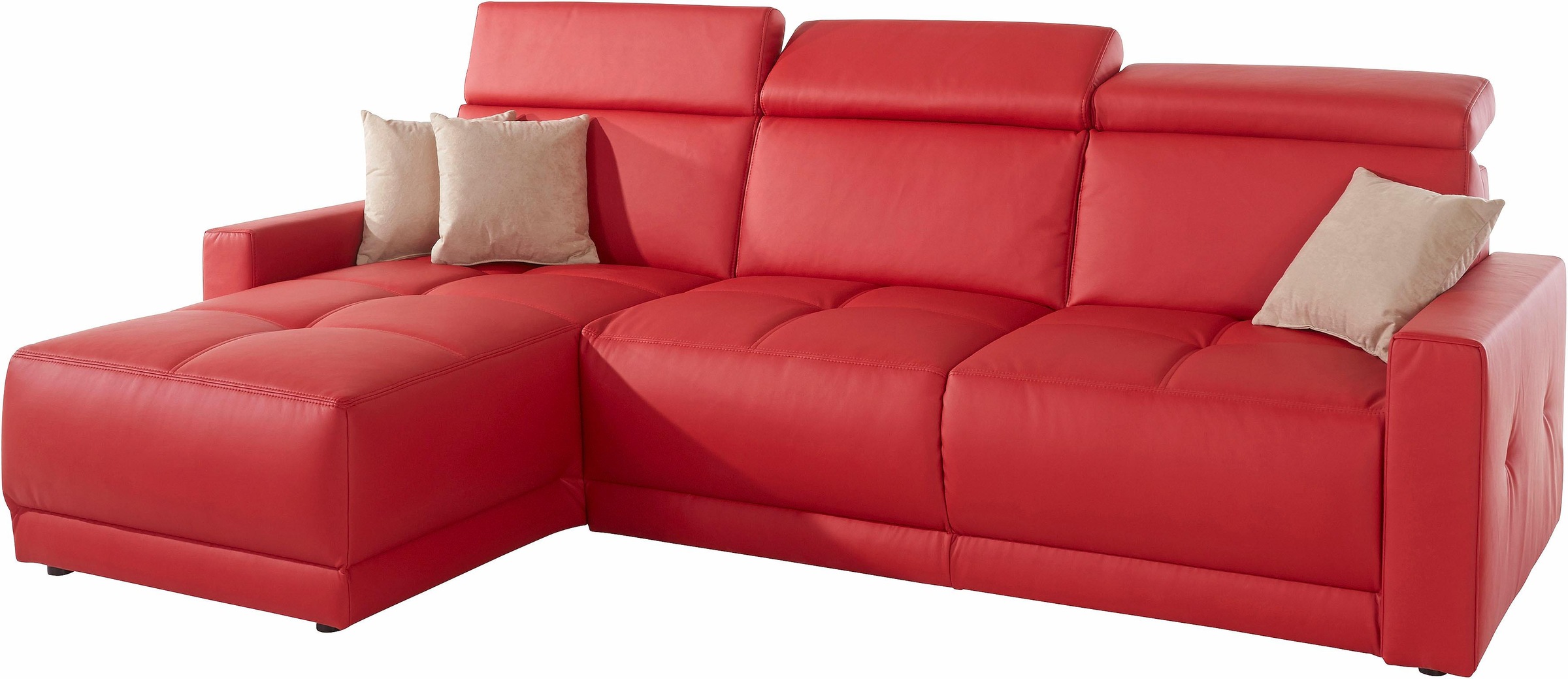 DOMO collection Ecksofa »Ava mit moderner Sitzheftung & toller Doppelnaht, komfortabel, L-Form«, mit Recamiere, inkl. Federkern, wahlweise mit Kopfteilverstellungen