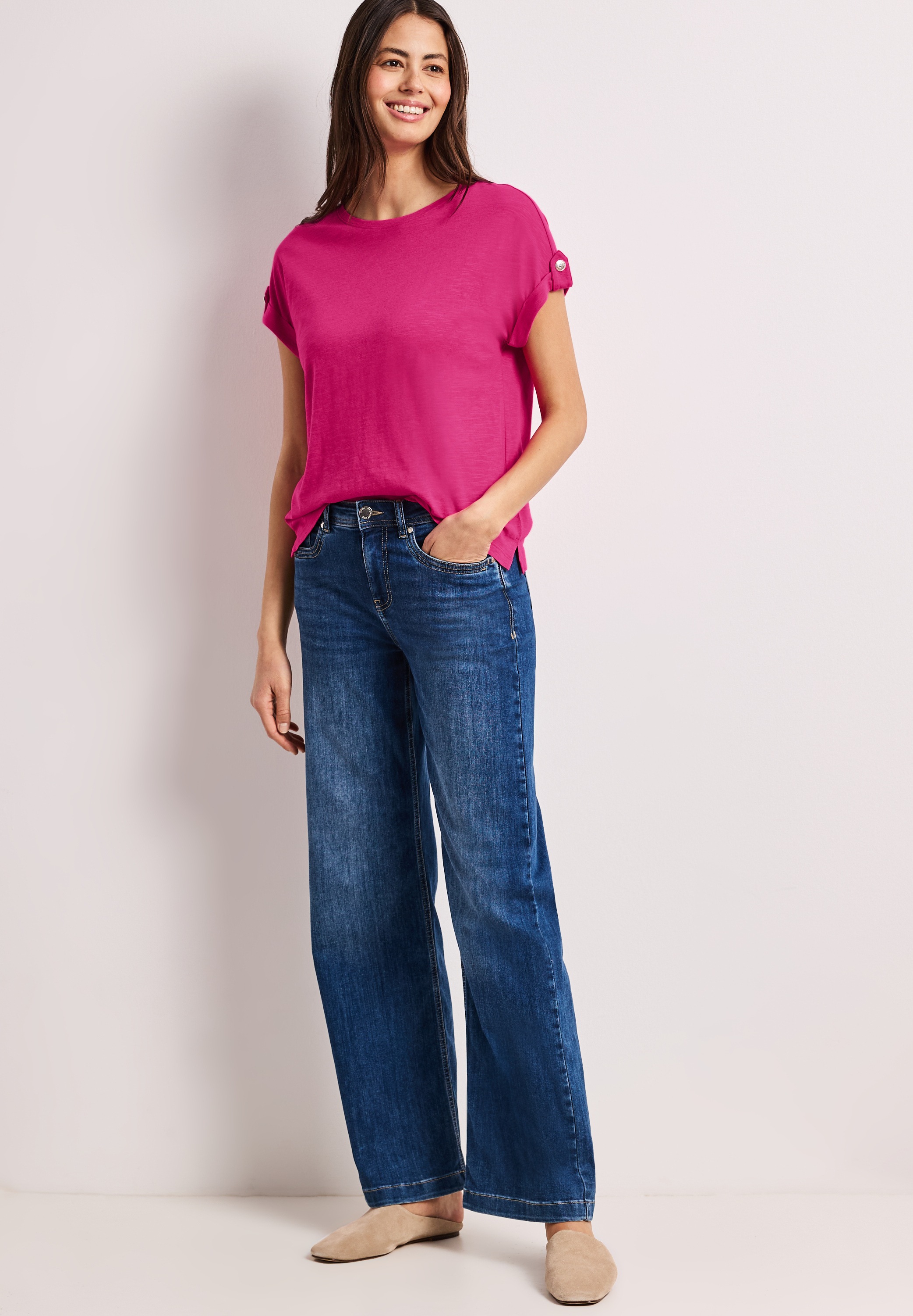 STREET ONE T-Shirt mit Knopf Details