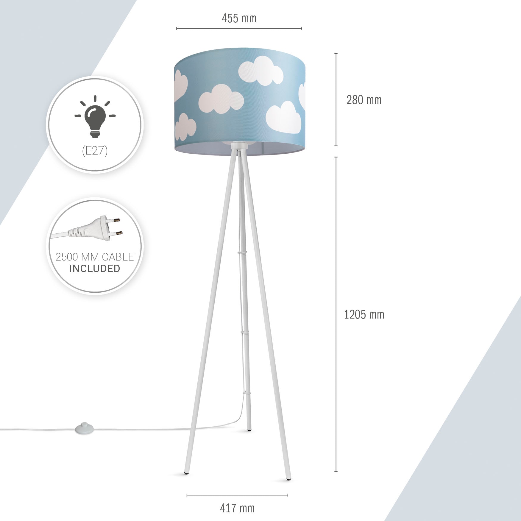 Pastell »Trina | Cosmo«, Stehlampe Stoff Paco Wolken Kinderzimmer Spielzimmer Home Lampenschirm BAUR Stehlampe