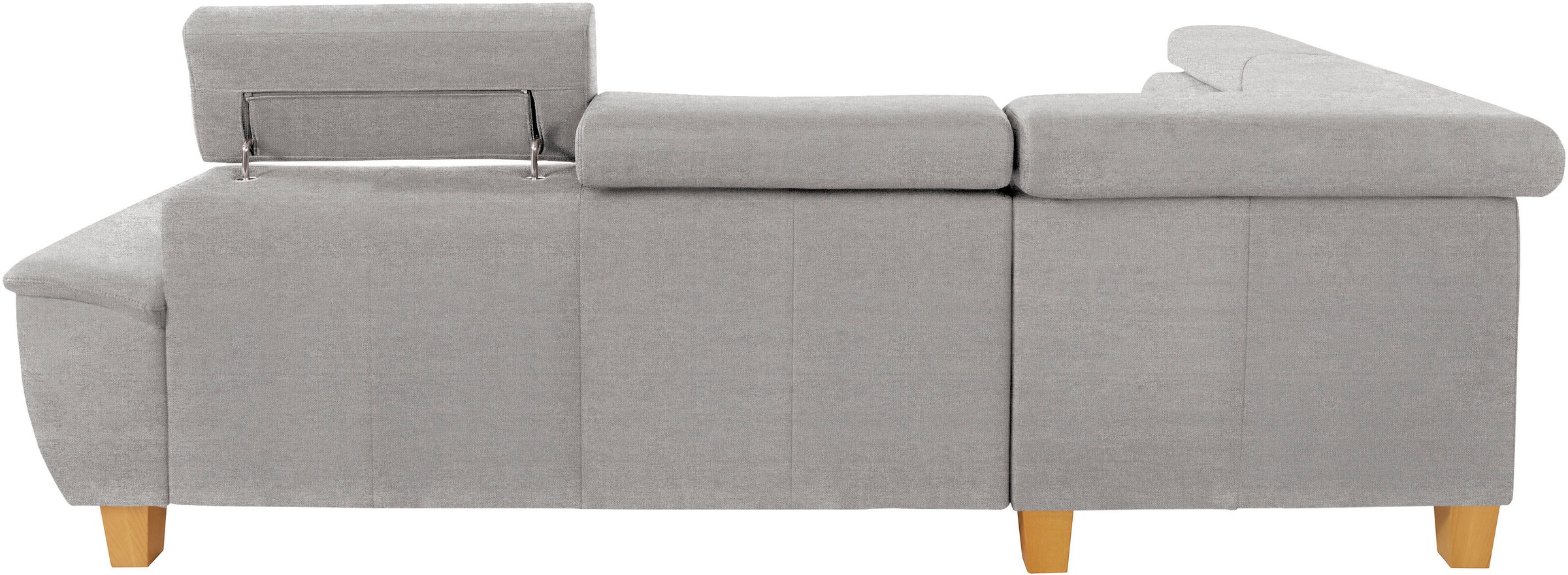 Ecksofa EXXPO - SOFA FASHION "Enya, hoher Sitzkomfort, Breite 266cm, bequem, 12cm hohe Füße, L-Form", silber, B:266cm H:79cm T:232cm, Luxus-Microfaser Vintageoptik (100% Polyester);Webvelours (92% Polyester, 8% Nylon), Sofas, Ecksofa, mit Kopfteilverstell 3