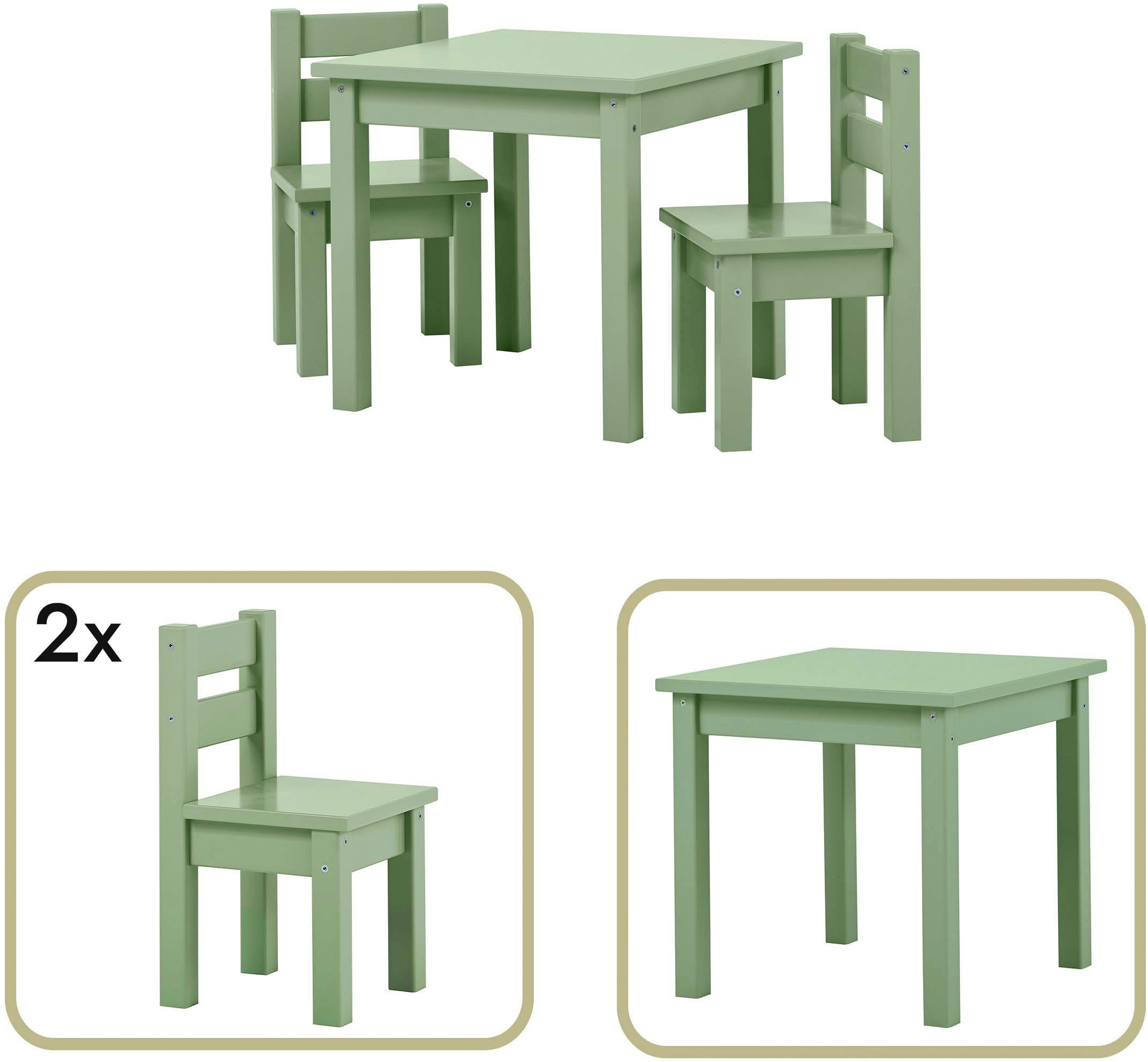 Hoppekids Kindersitzgruppe "MADS Kindersitzgruppe" Set, 1 Tisch, 2 Stühle, günstig online kaufen