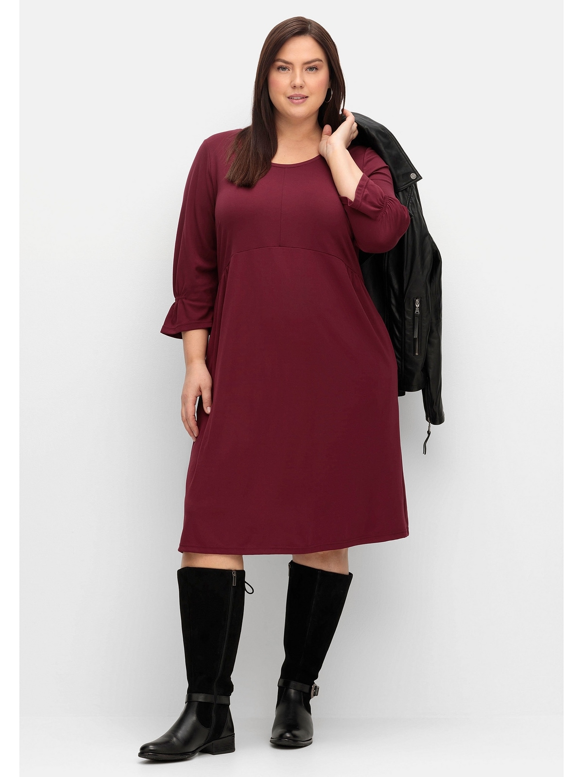 Shirtkleid »Große Größen«, mit gerafften 3/4-Ärmeln