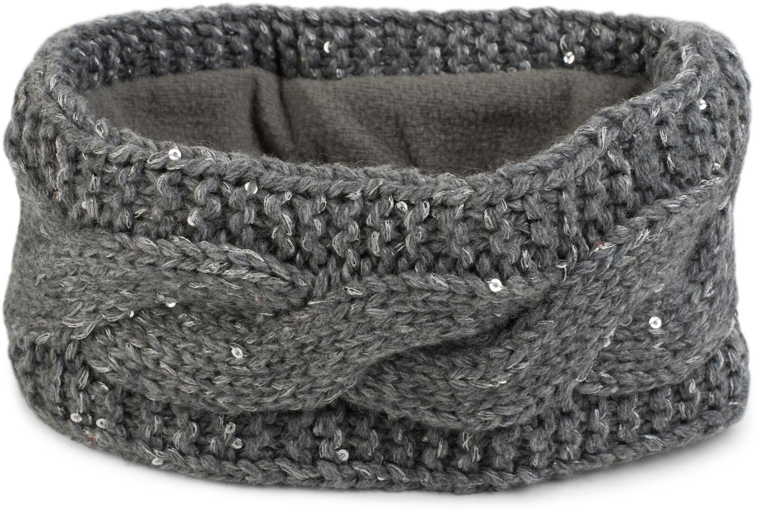 styleBREAKER Stirnband "Grobstrick Stirnband mit Pailletten" 1 Stk.