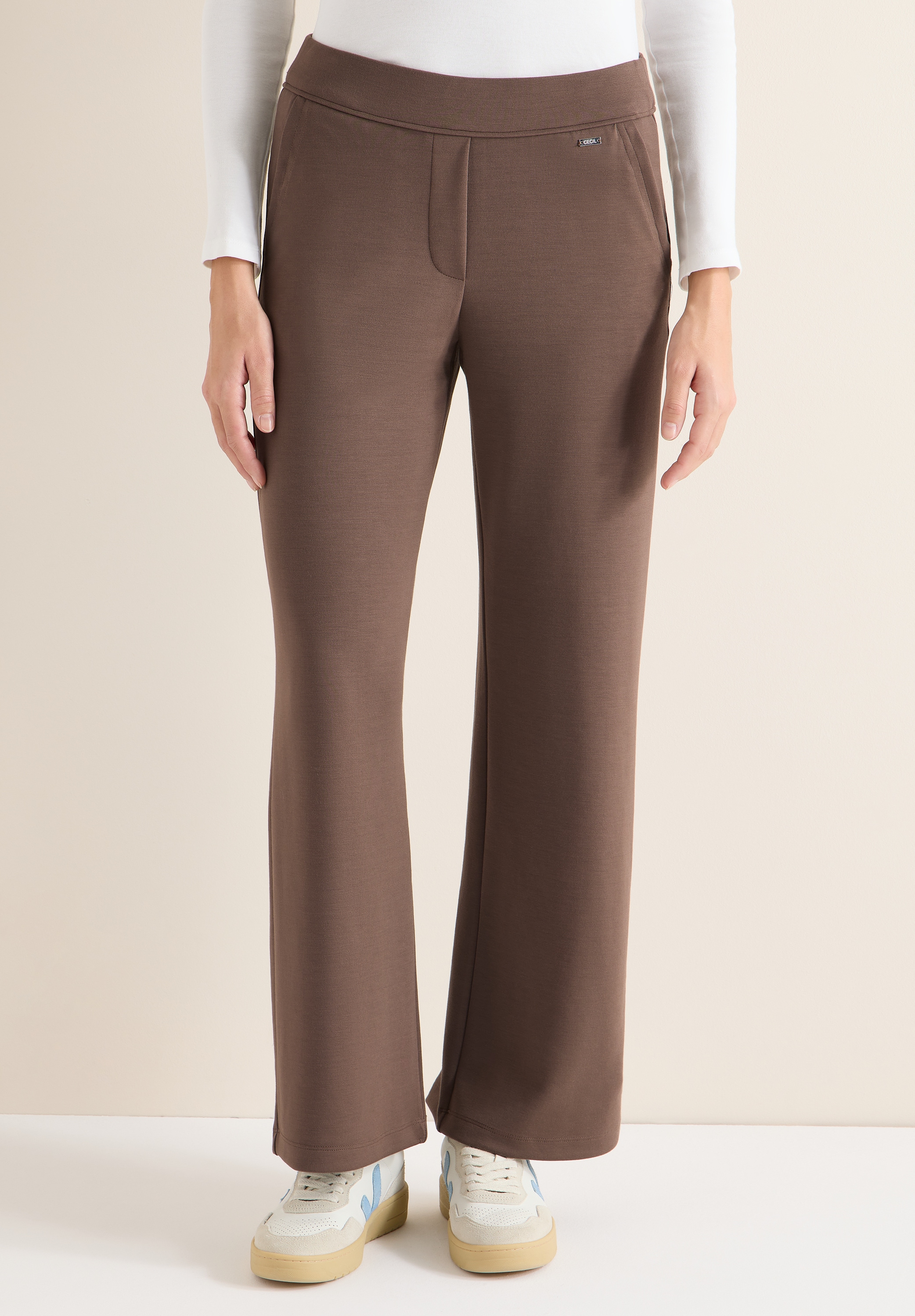 Stoffhose CECIL, Damen, Gr. S, Länge 30, urban taupe, Stoff, 46% Modal, 46% Polyester, 8% Elasthan, unifarben, straight fit normal, Hosen Stoffhose, im elastischen Materialmix