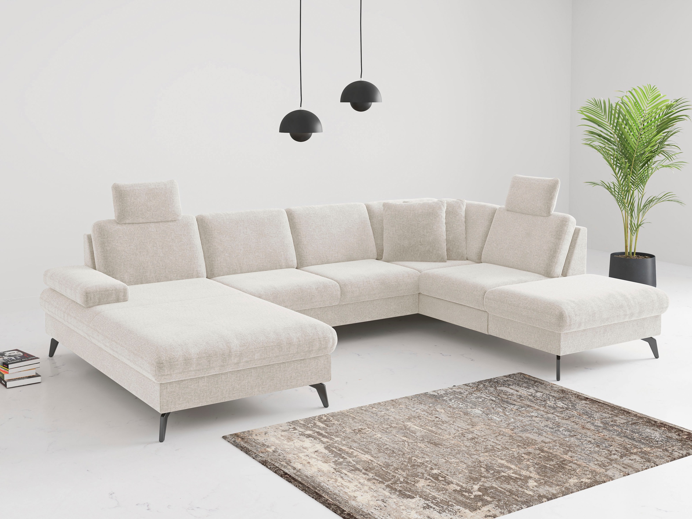 sit&more Wohnlandschaft »Morris Jubi U-Form«, inkl. Armteilfunktion und 1 Zierkissen, wahlweise mit Bettfunktion