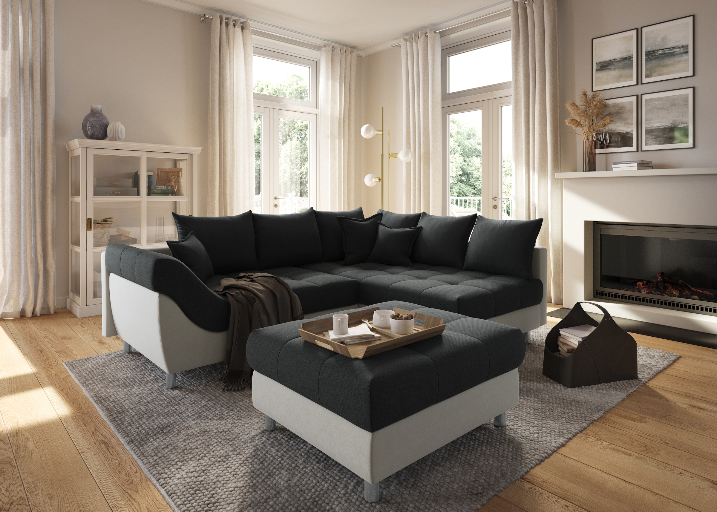 COLLECTION AB Ecksofa Joseli,  mit Zier- und Rückenkissen, komfortable Schanzen-Armlehne