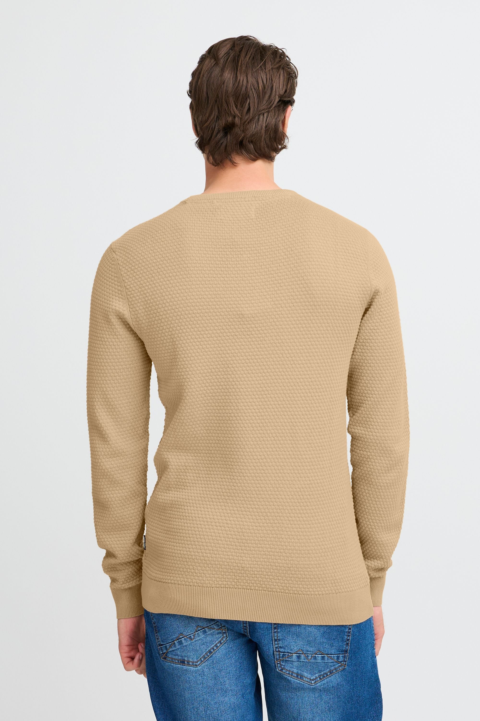 Strickfleece-Pullover BLEND "Strickpullover BHREDHILL CREW NECK KNIT NOOS", Herren, Gr. 3XL, beige (cornstalk), Obermaterial: 100% Baumwolle CO., Pullover 3