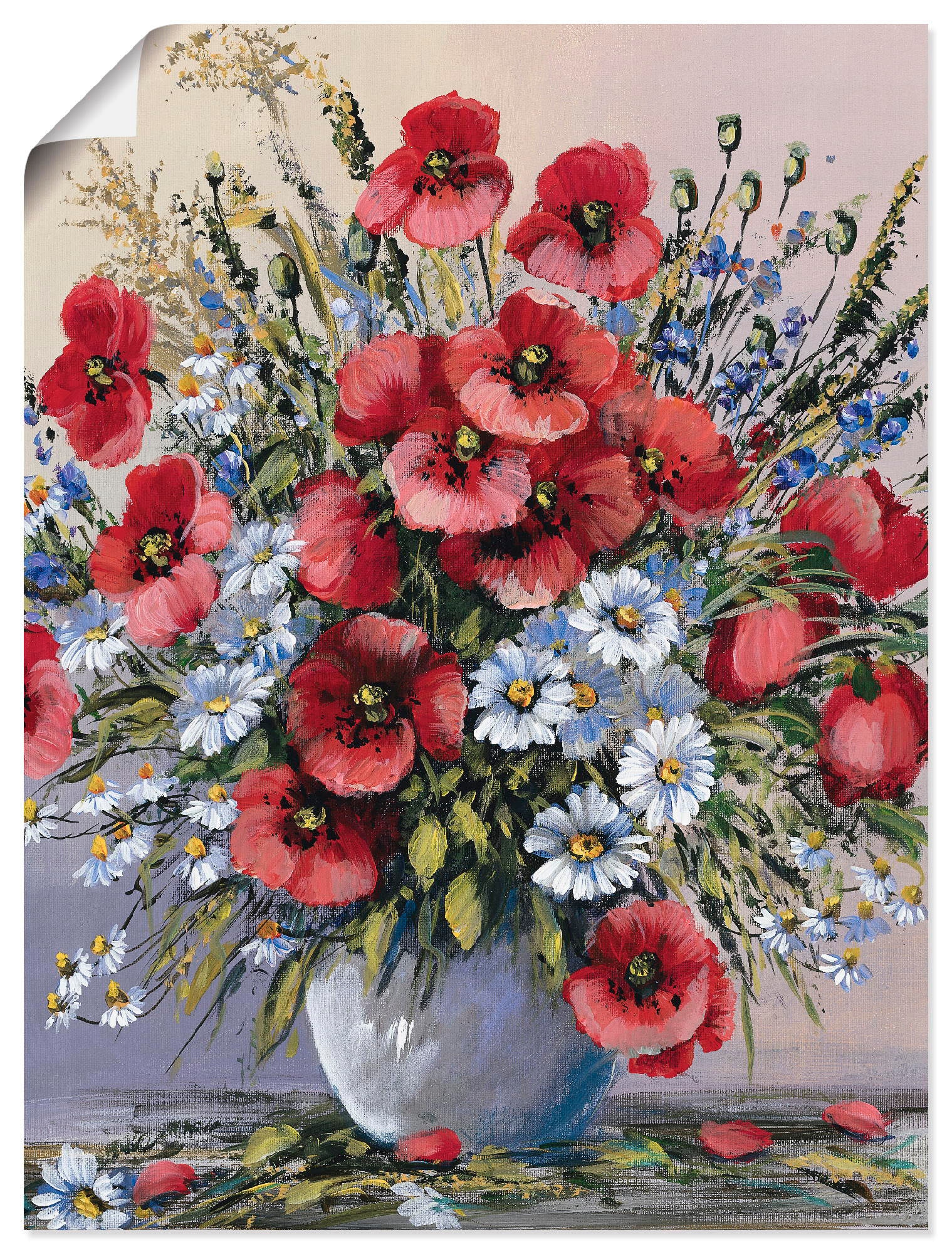 Artland Wandbild "Rote Mohnblumen" Blumen 1 Stk. tlg. als Leinwandbild, Pos günstig online kaufen