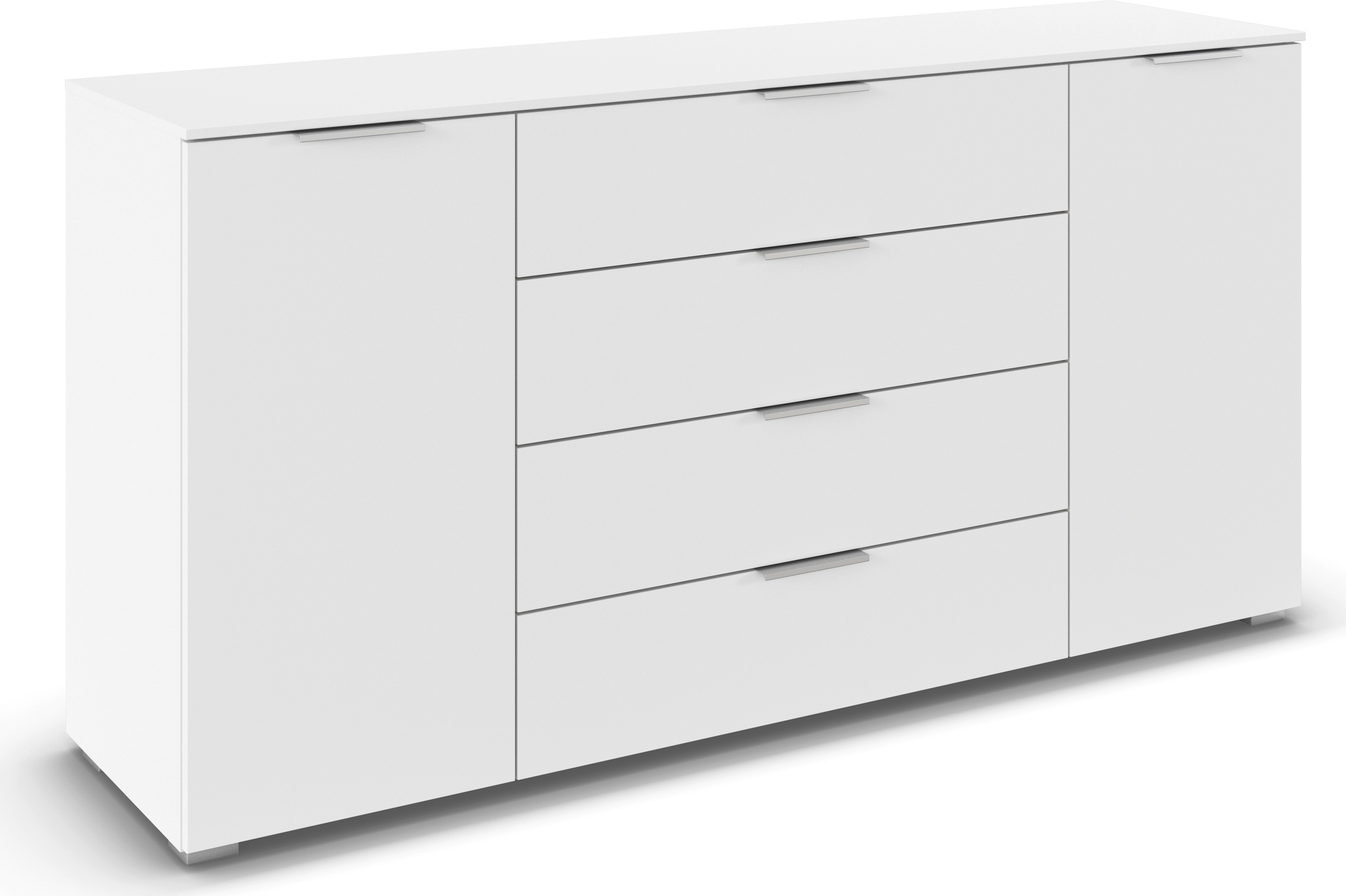 OTTO home "Kommode Sideboard Schubladenkommode Schlafzimmerkommode ASTANA" Breite 160 cm / Höhe 81 cm, mit 4 Einlegeböden, 2-türig, 4 geräumige Schubladen, Kantengriff Alufarben MADE IN GERMANY