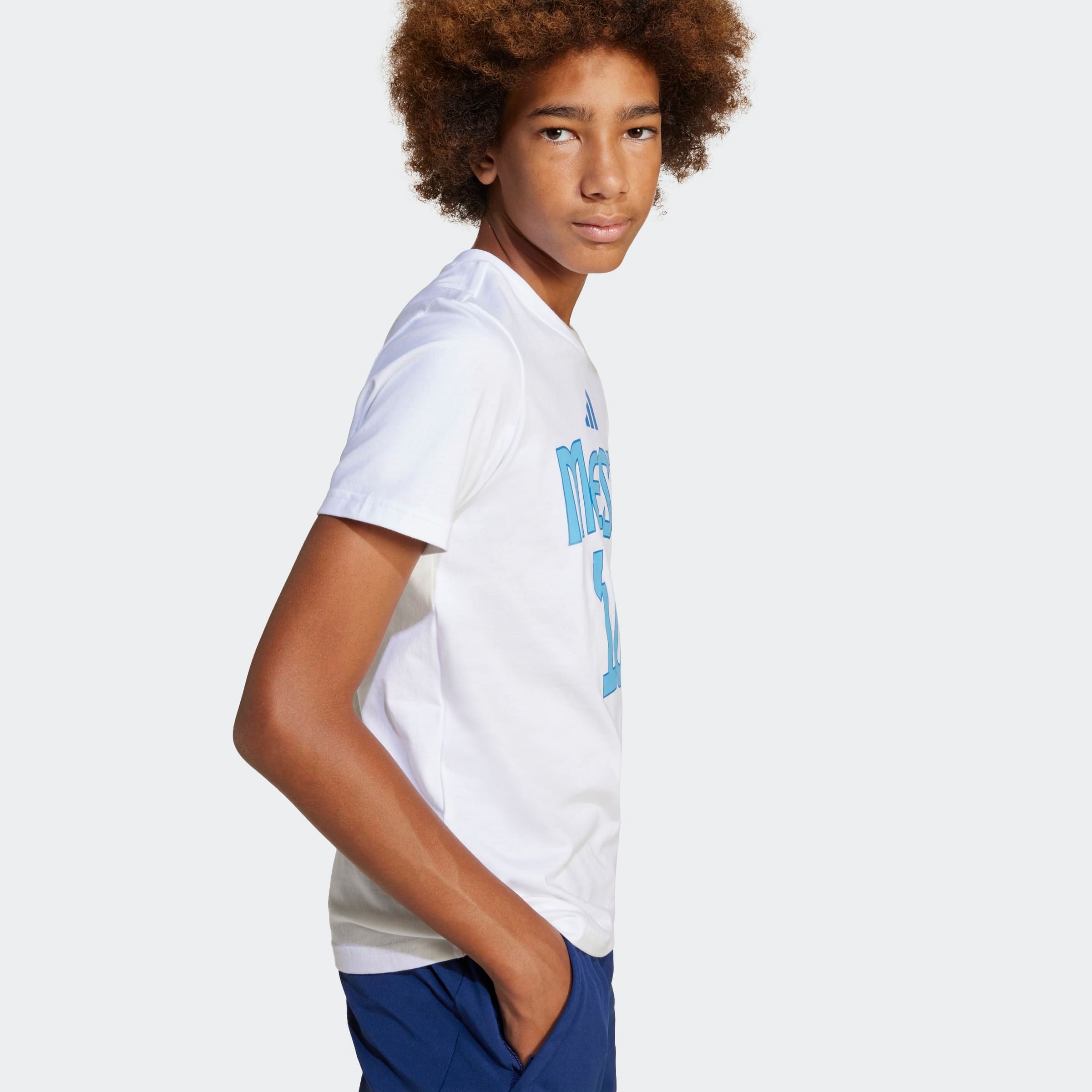 Thumbnail - adidas Performance Trainingsshirt "Y MESSI N&N G T" für Kinder, sportlicher Stil, mit auffälliger Grafik, aus Baumwolle