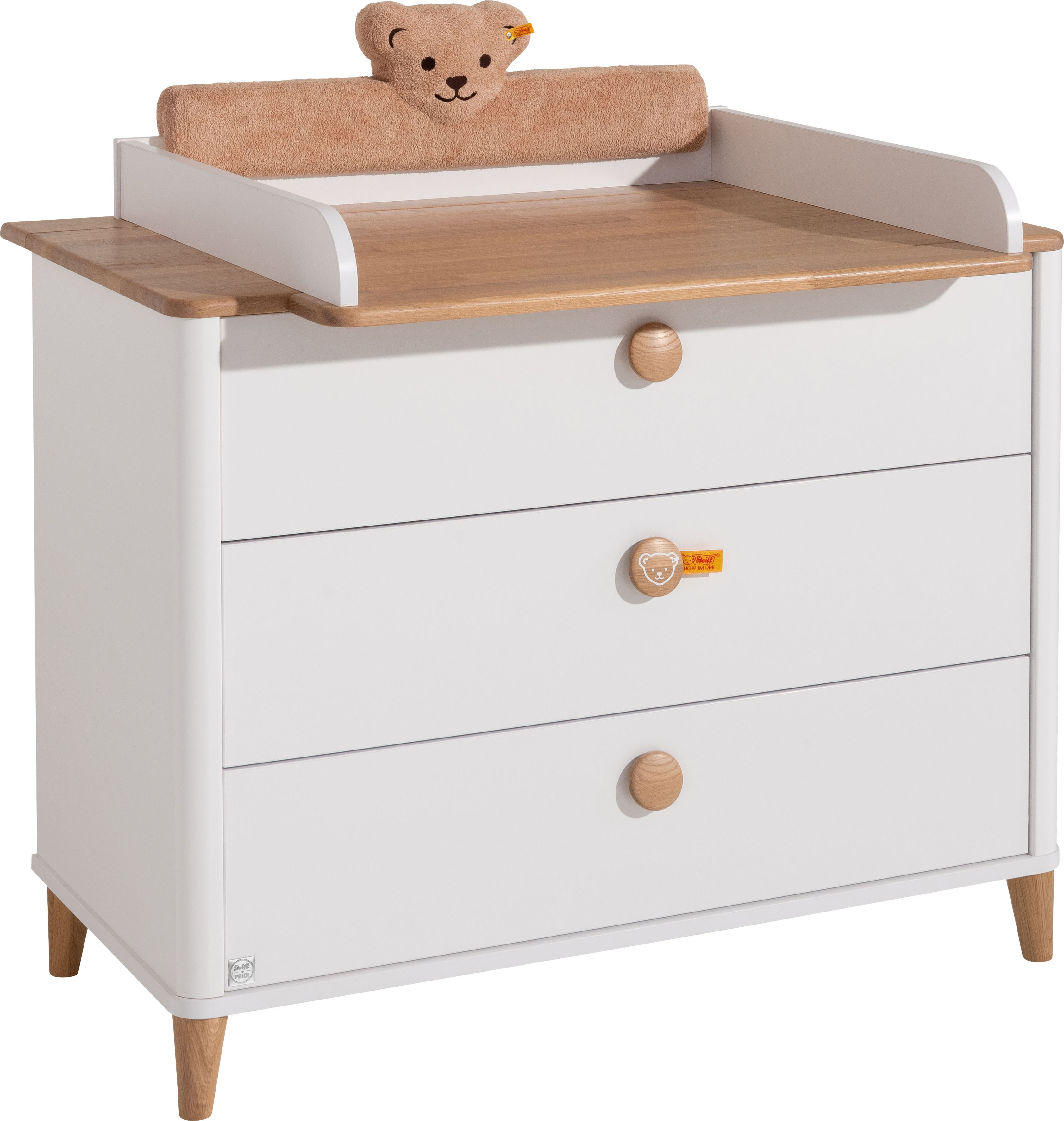 Kopfteil PAIDI, B:77cm H:15cm T:8cm, beige, Polyester, Polsterauflagen, "LOTTE & FYNN Steiff by PAIDI, Plüsch-Teddybär, Kantenschutz", extra weich