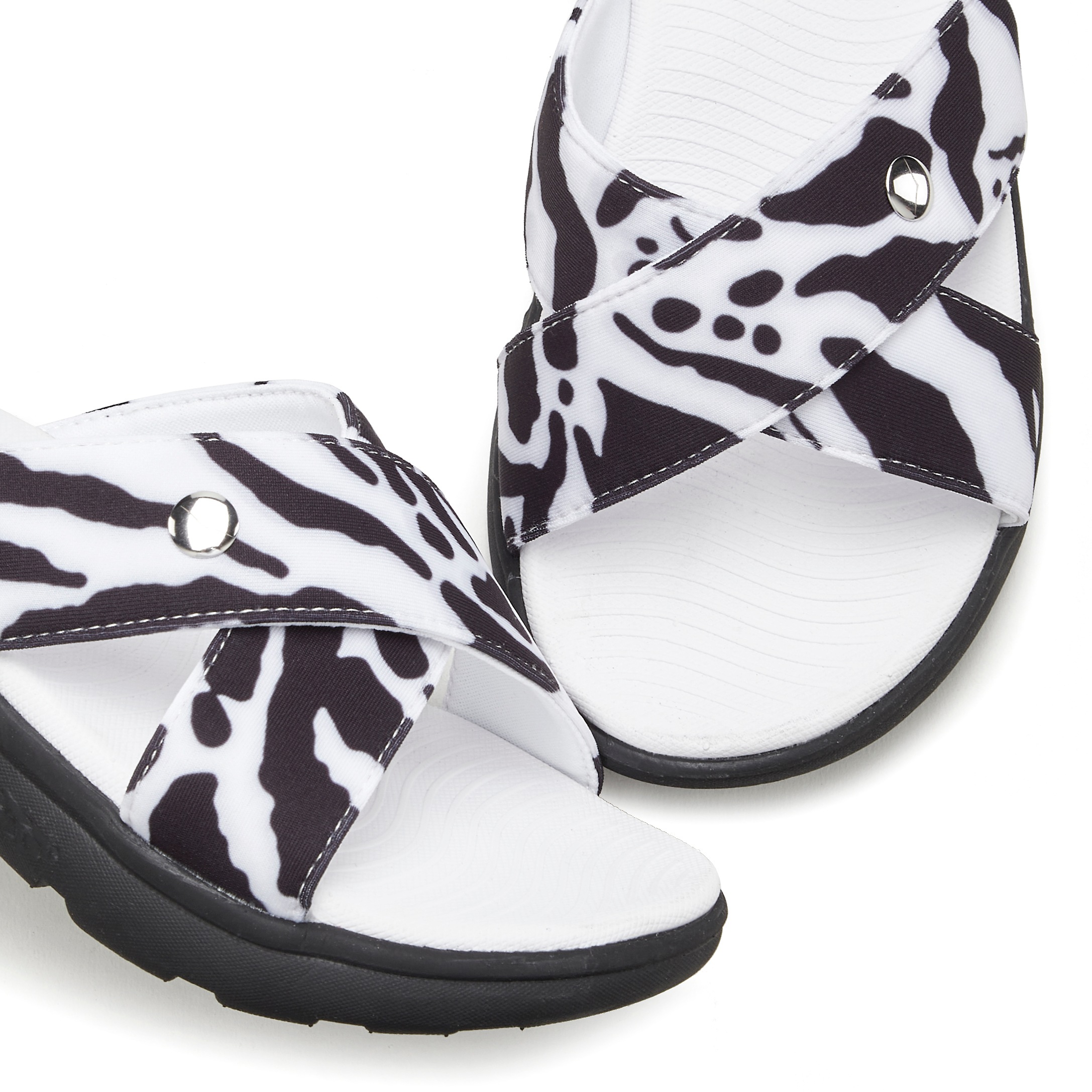 Venice Beach Slide Sandal Black/White Size 38 3