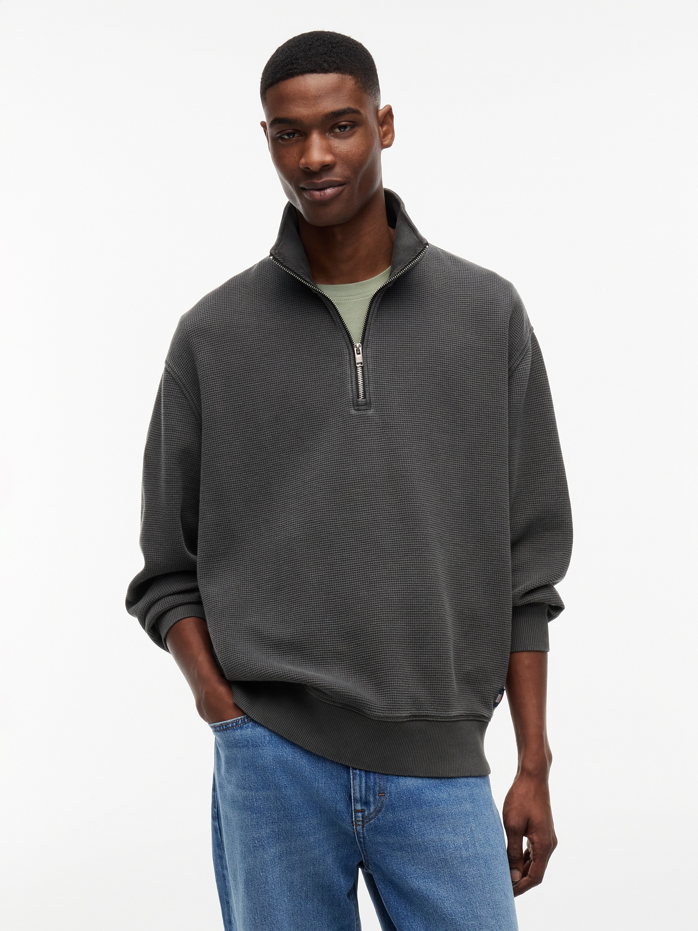 Tommy Jeans Sweatshirt "TJM RELAXED WASHED WAFFLE QUARTER ZIP"