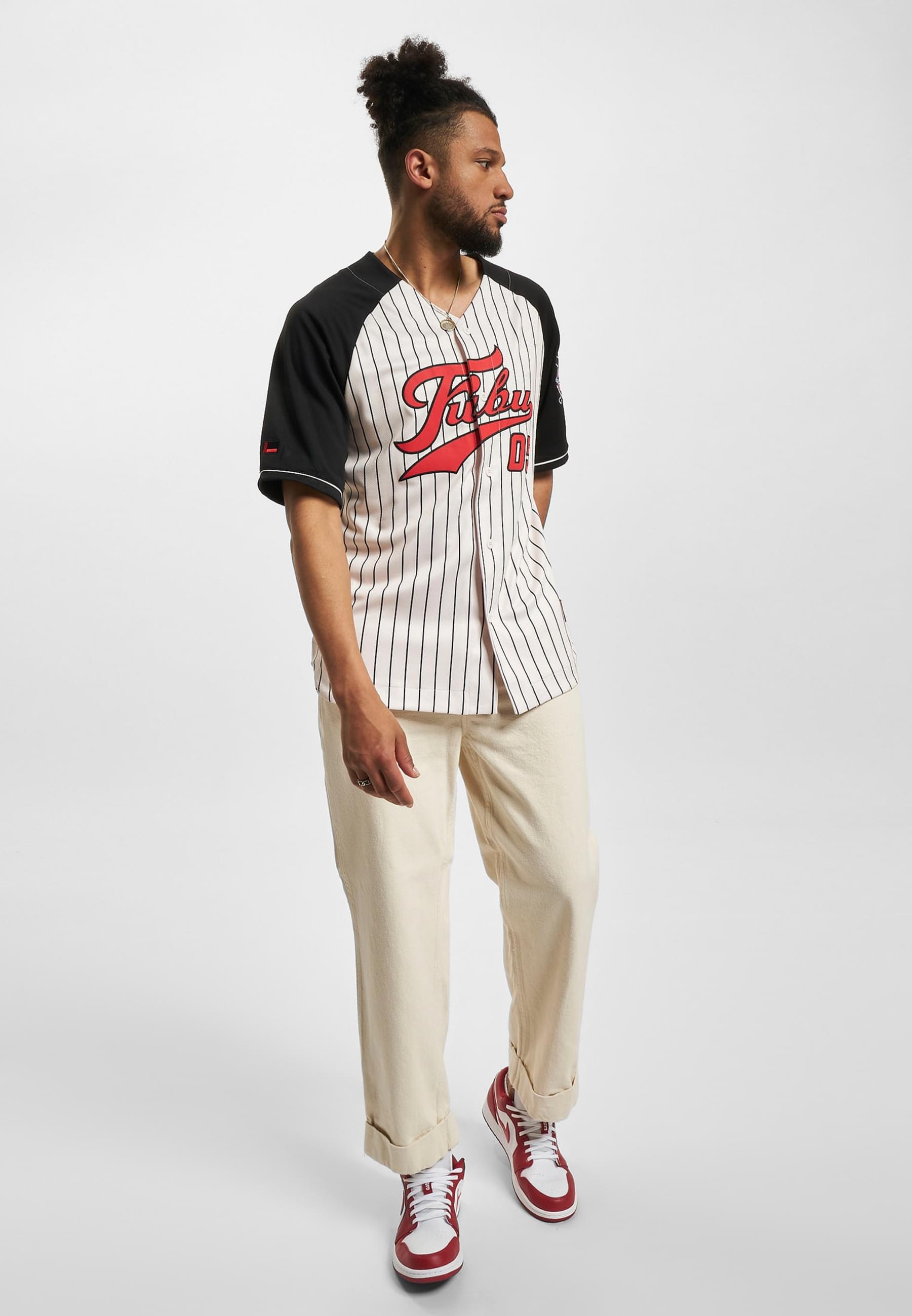 Fubu T-Shirt »Fubu Herren FM231-008-1 FUBU Varsity Pinstriped Baseball Shirt«, (1 tlg.)