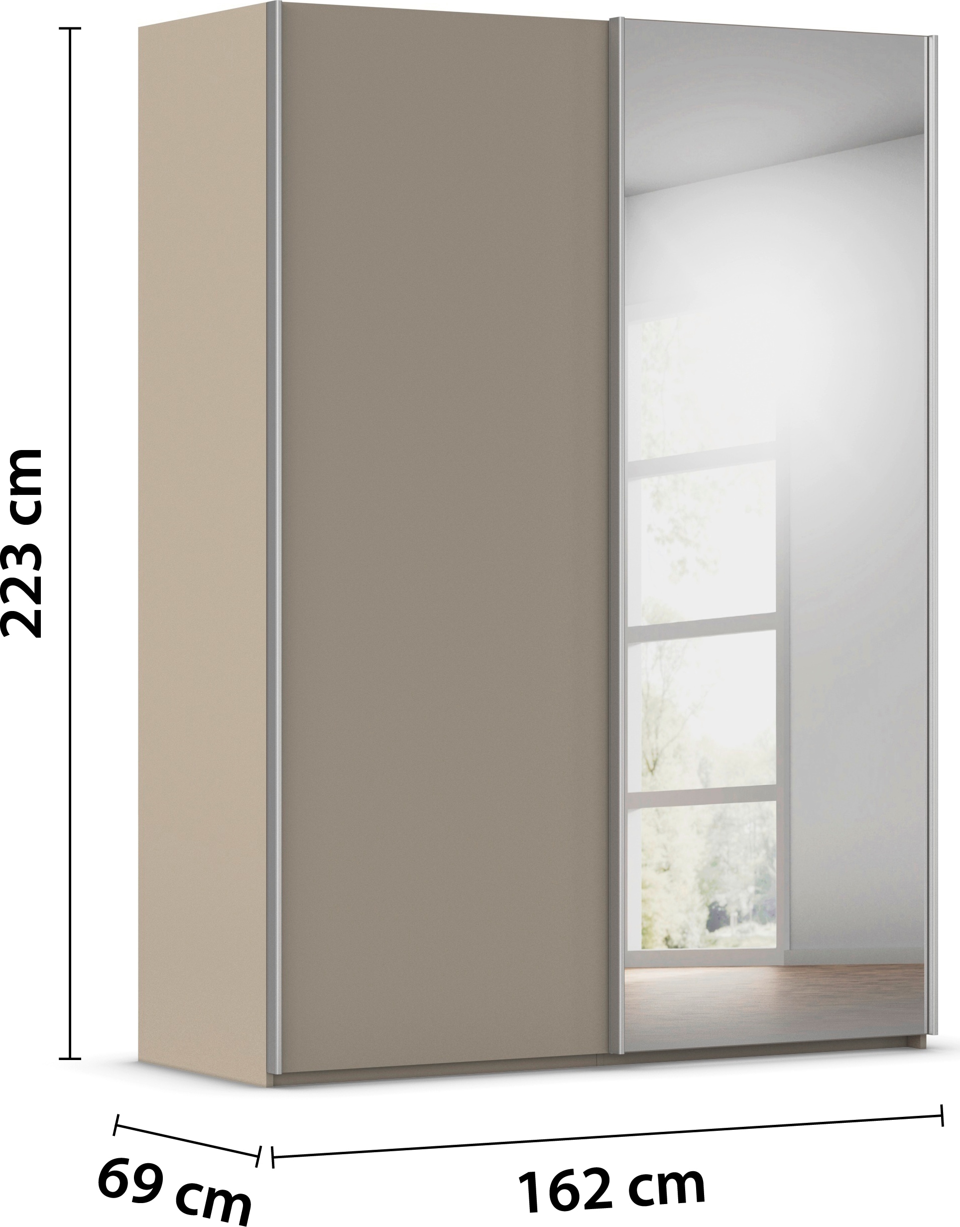 rauch Kleiderschrank »Schwebetürenschrank Schrank Garderobe Ankleide Schlafzimmer TARO« in 3 verschiedenen Ausstattungen BASIC/CLASSIC/PREMIUM (SOFT-CLOSE),  4 Breiten, optional Passepartout mit/ohne Beleuchtung MADE IN GERMANY