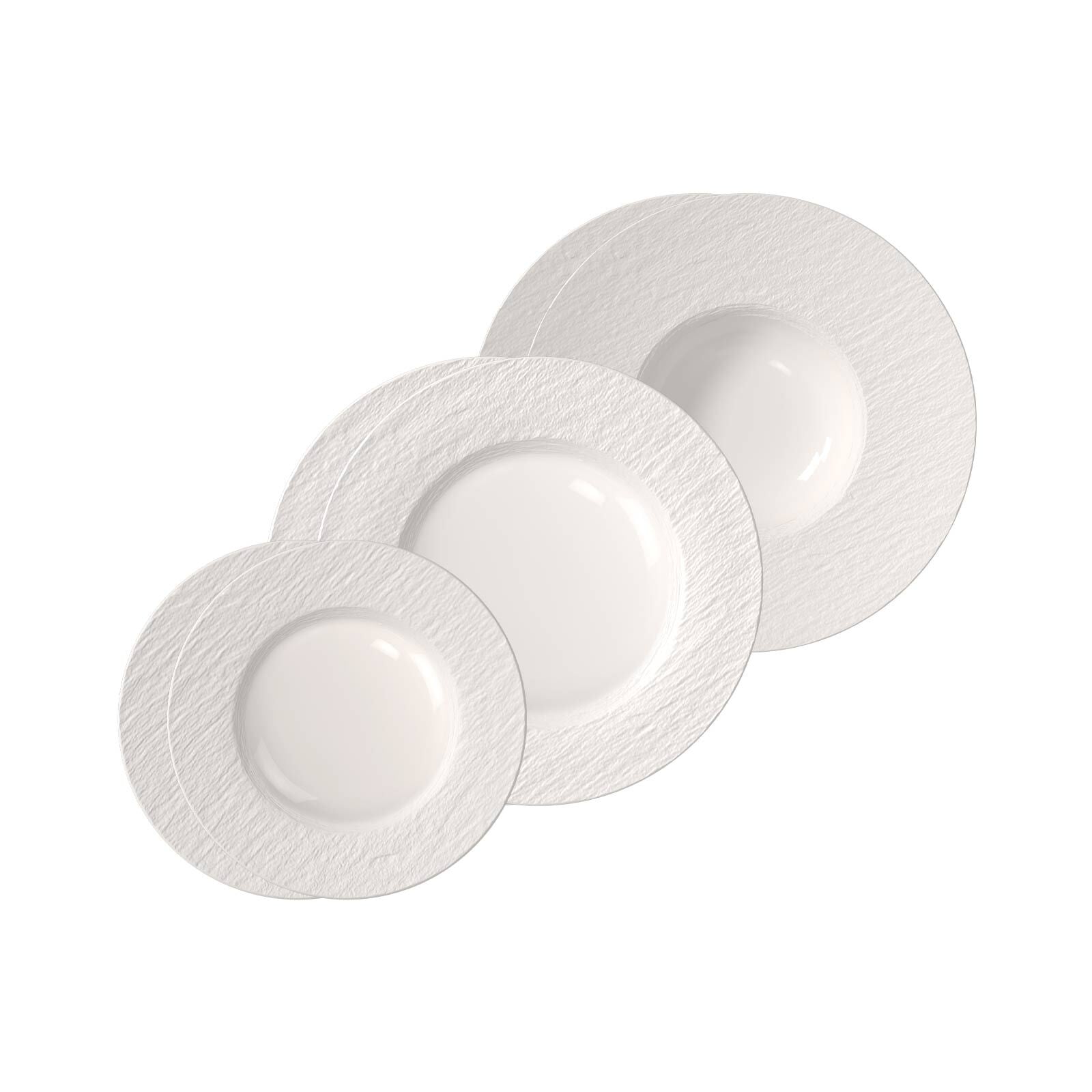 Villeroy & Boch Geschirr-Set "Teller-Set Manufacture Ice 6er Set weiß" Spülmaschinenfest, Mikrowellensicher