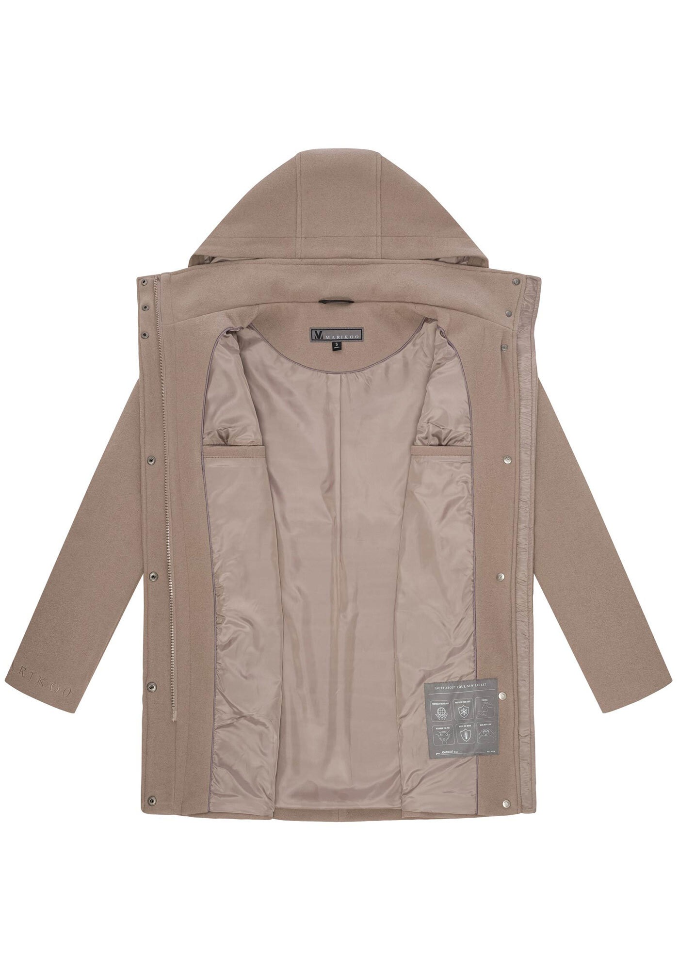 Marikoo Kurzmantel »Katalinaa«, Eleganter Wickel Mantel mit Taillengürtel und Oversized Hood Kapuze
