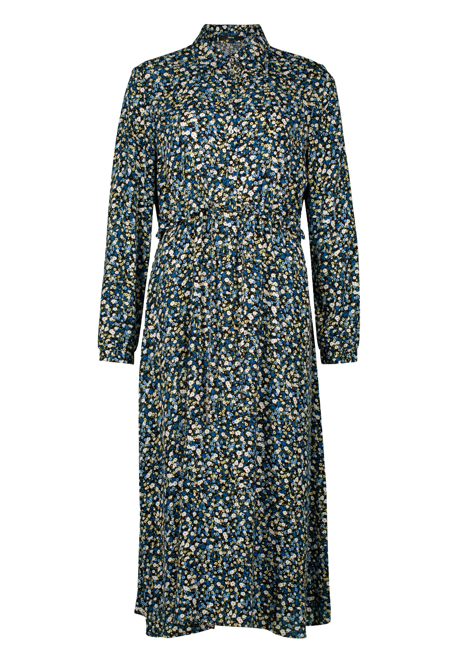 Zero Druckkleid "zero Damen Crepè-Kleid mit Bindegürtel", Knopfleiste günstig online kaufen