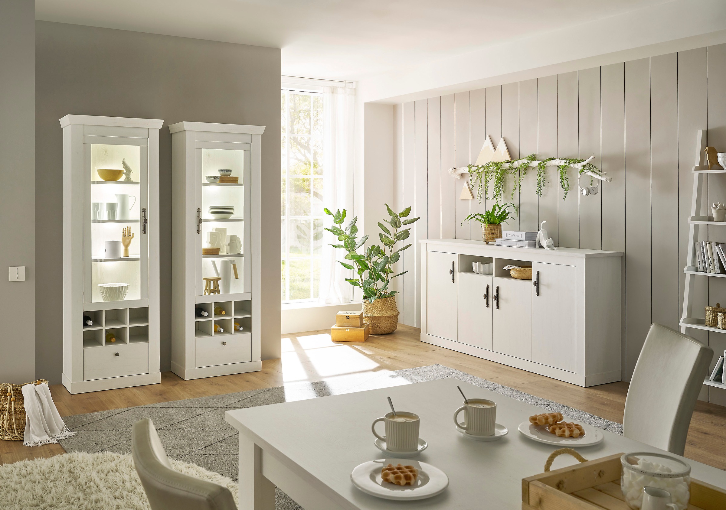 Home affaire Wohnwand "RAVENNA" 3 Stk. tlg. im romantischen Landhausstil, G günstig online kaufen