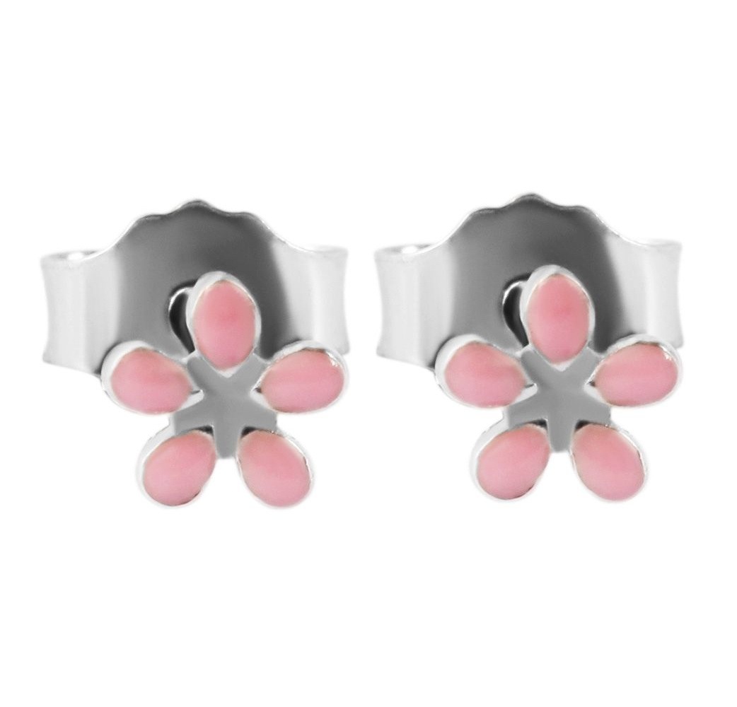 Paar Ohrhänger ADELIA´S "Mädchen Ohrringe – Ohrstecker Blume aus 925 Silber mit Emaille", Mädchen, Gr. Mädchen, Silber 925 (Sterlingsilber), silber, Ohrringe, Ideal als Geschenk für besondere Anlässe