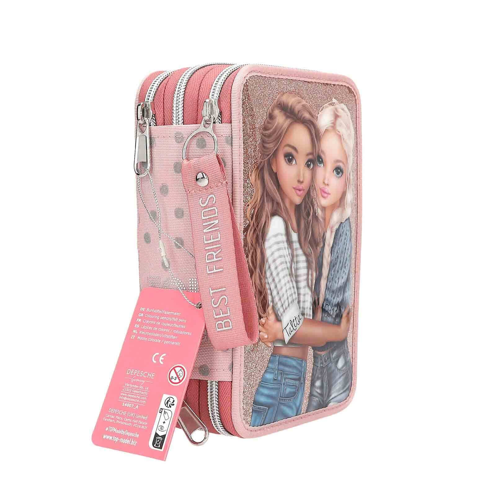 Depesche Buntstift »3-Fach Federtasche DOTS TOPModel 7,5 x 13 x 20 cm rosa«