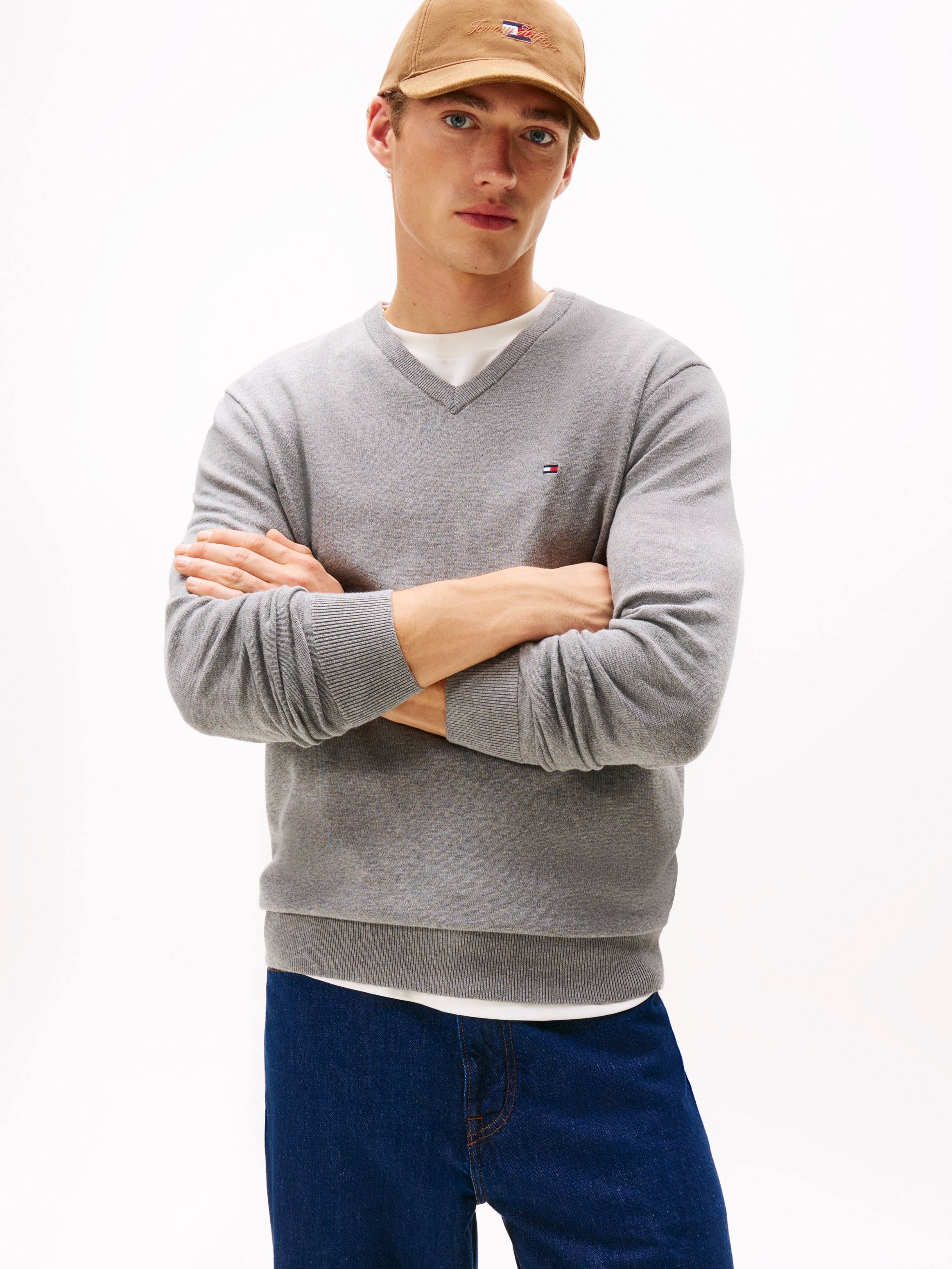 Tommy Hilfiger Strickpullover »ESSENTIAL COTTON V NECK«
