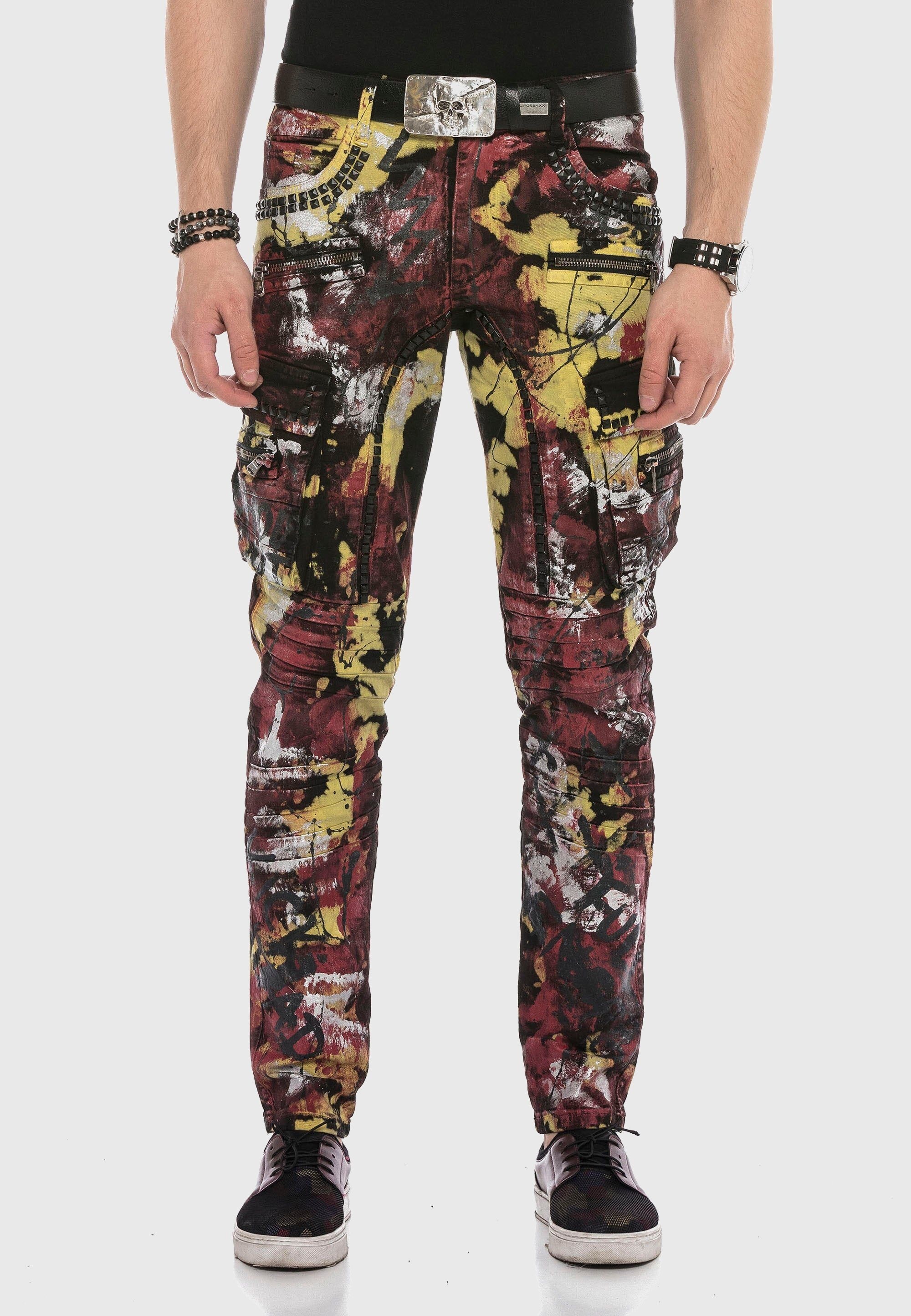 Cipo & Baxx 5-Pocket-Jeans "Cipo & Baxx Jeans" mit farbenfrohem Print