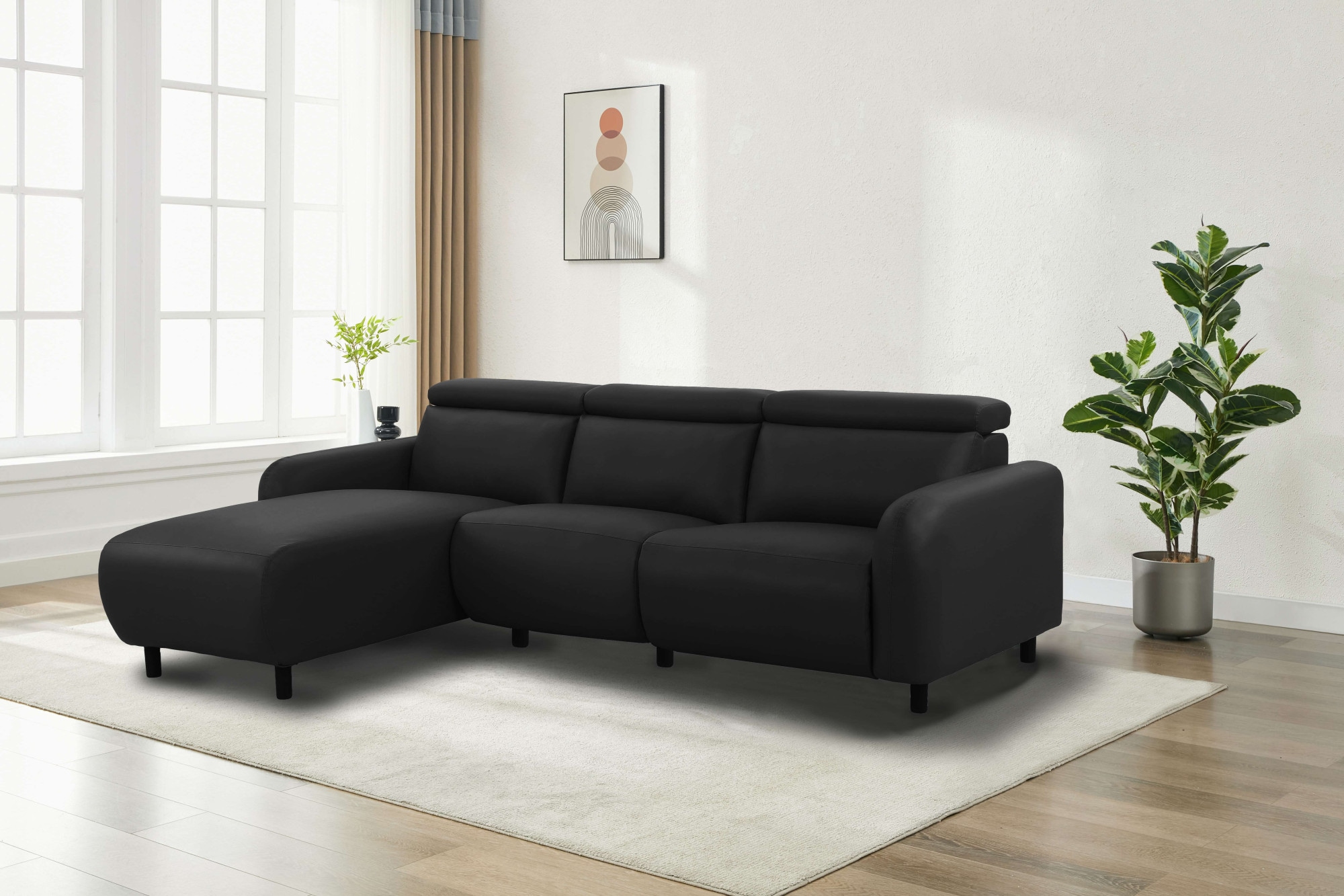 Home affaire Ecksofa »SKAANE Kunstleder, L-Form, 274 cm, manuelle u. elektrische Funktion,«, Kopfteilverstellung, Relax-und Liegefunktion, Federkernpolsterung