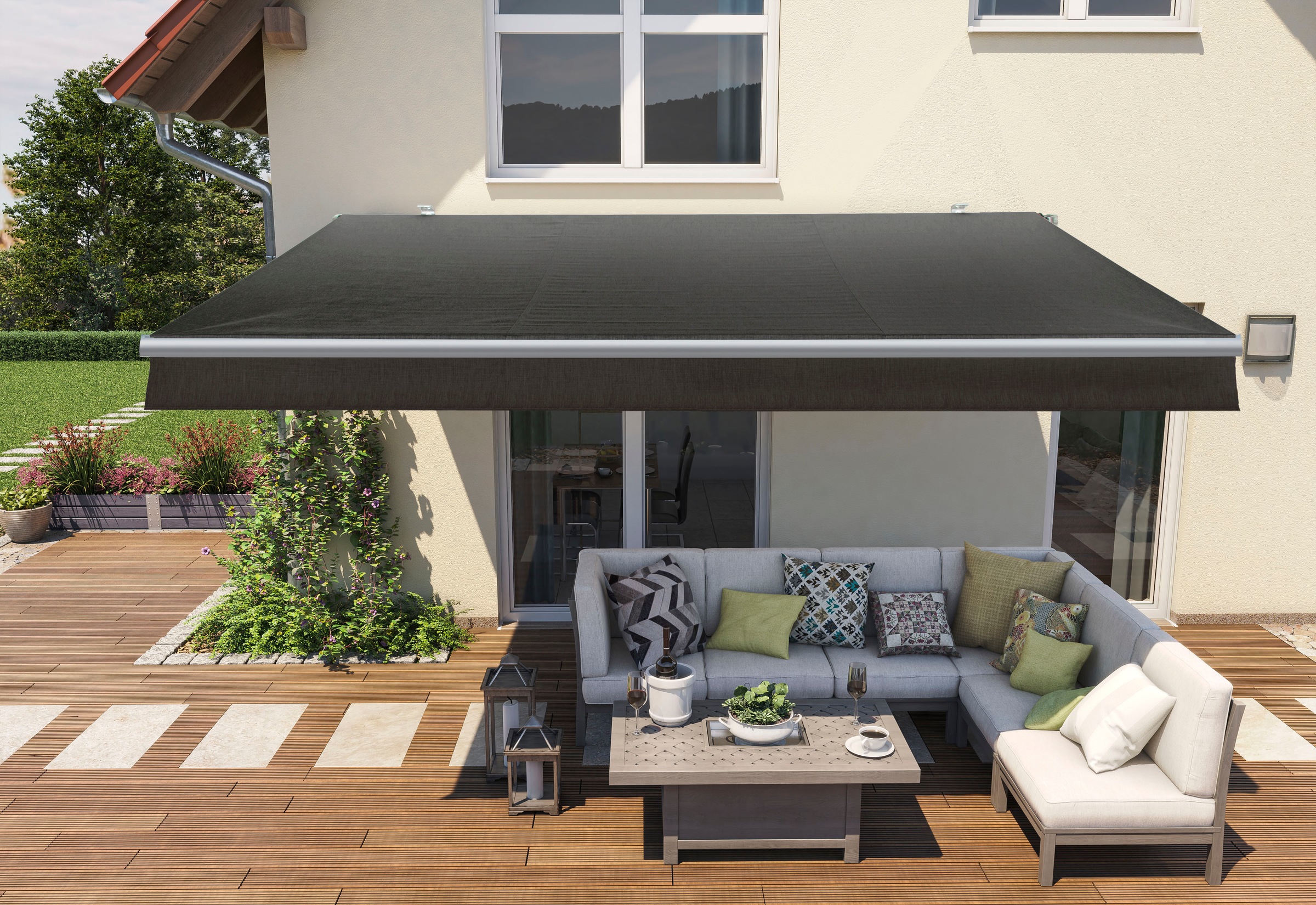 WISMAR Berlin Folding Arm Awning Dark Gray 400x250cm 2