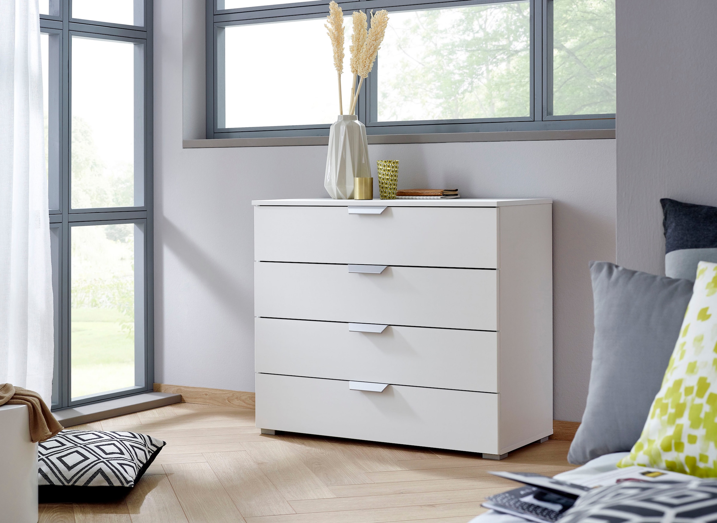 rauch Schubkastenkommode "Sideboard Schubladenkommode ORIAS mit Dekor- oder Hochglanzfront", mit 4 Schubkästen und 2 Tür